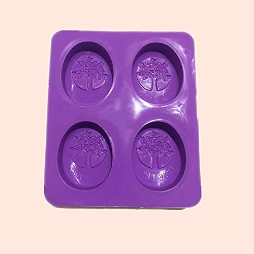 WYD 4-Hole Ellipse Tree Soap Mold - Handmade Happiness Tree Soap & Cake Jelly Molds for DIY Crafts, Wedding Favors, and Holiday Decorations