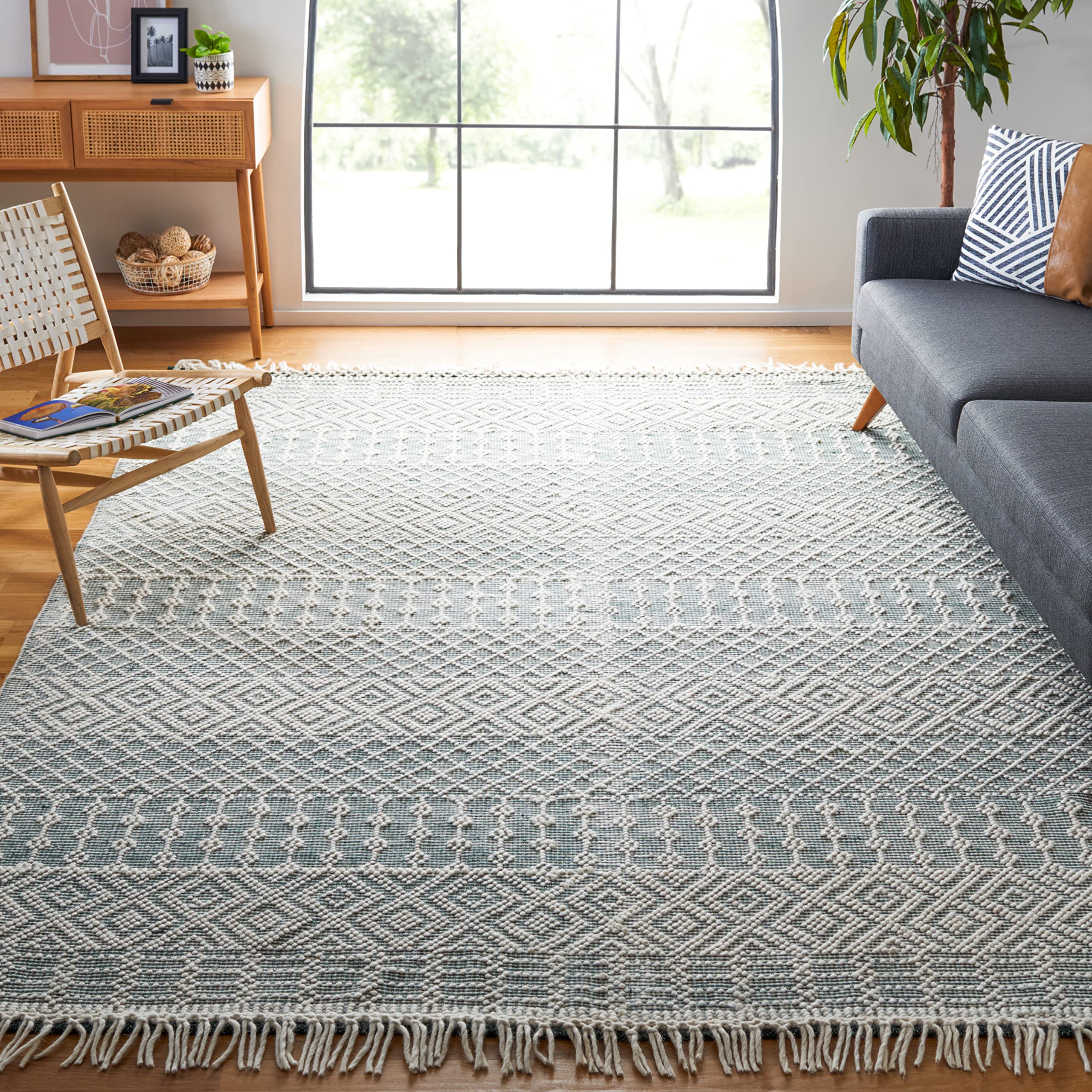 SAFAVIEH Natura Collection 6'x6' Square Green Wool Area Rug - Handmade for Living Room, Dining Room & Bedroom | Soft & Durable Floor Covering for Home Decor