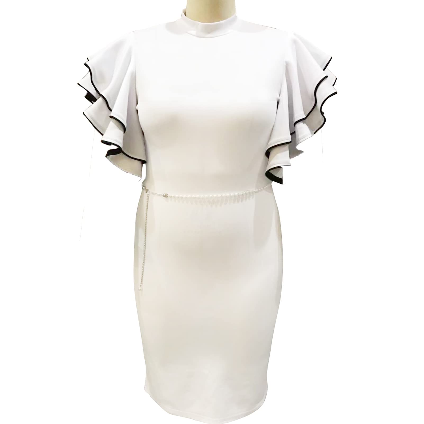Cololura Plus Size Ruffle Sleeve Peplum Bodycon Dress - Elegant Formal Evening Gown for Women, Cocktail Party, Prom & Special Occasions