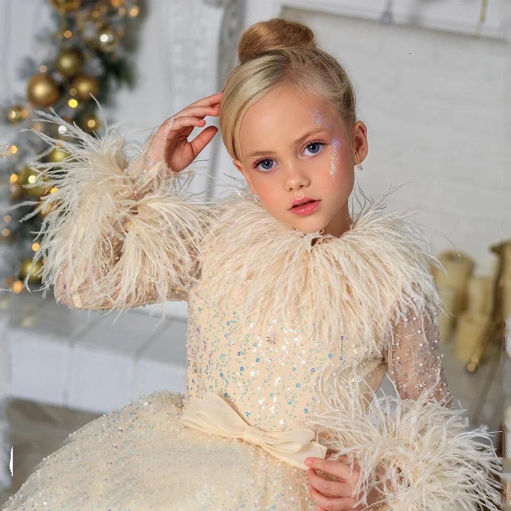 Sky Blue Tiered Glitter Flower Girl Dress for Weddings, Pageants & Special Occasions - Sparkling Princess Gown for Kids & Toddlers