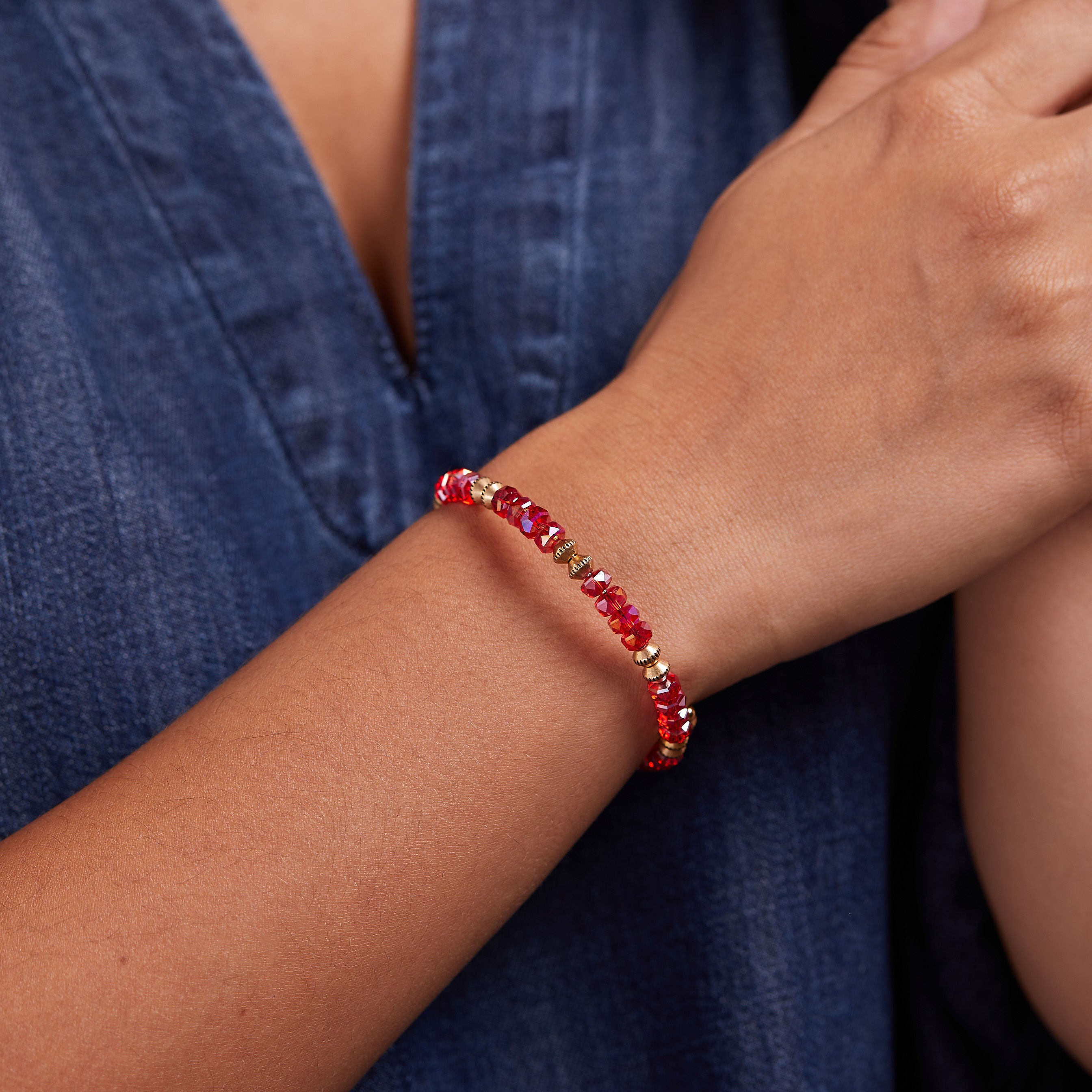 Dazzle Wrap Bracelet with Genuine Ruby Stones - Elegant Adjustable Jewelry for Women | Perfect for Parties, Weddings & Everyday Wear
