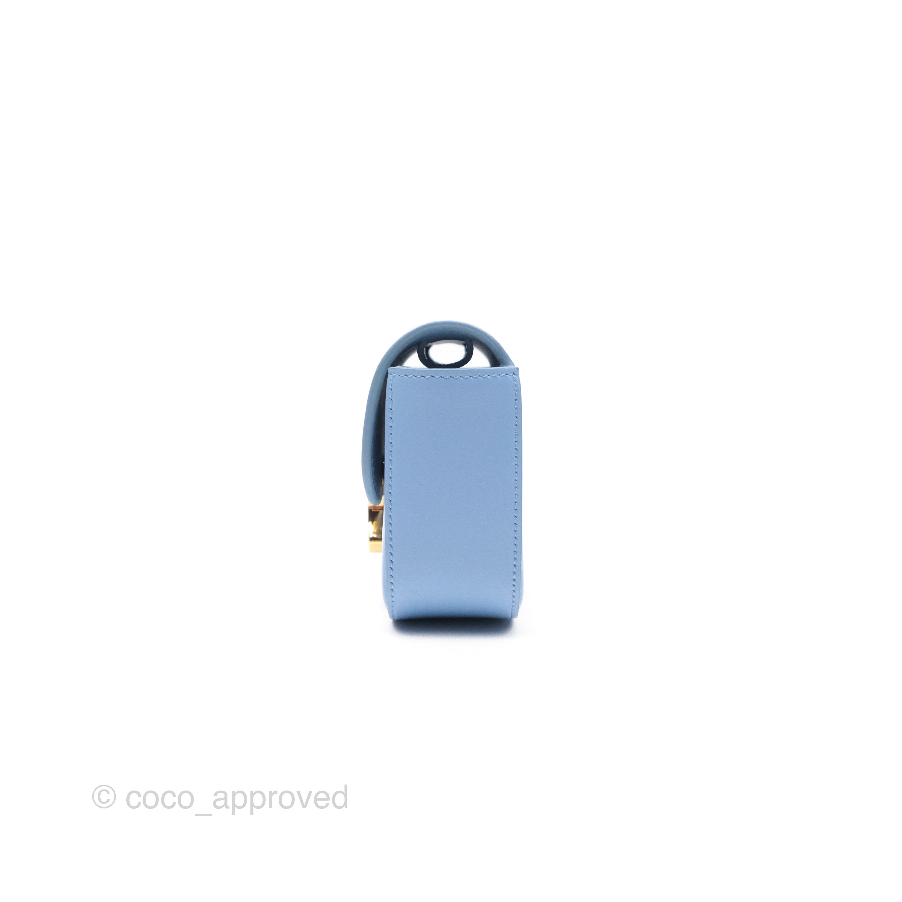 Celine Mini Triomphe Bag in Shiny Light Blue Calfskin Leather - Perfect for Everyday Use, Work & Special Occasions