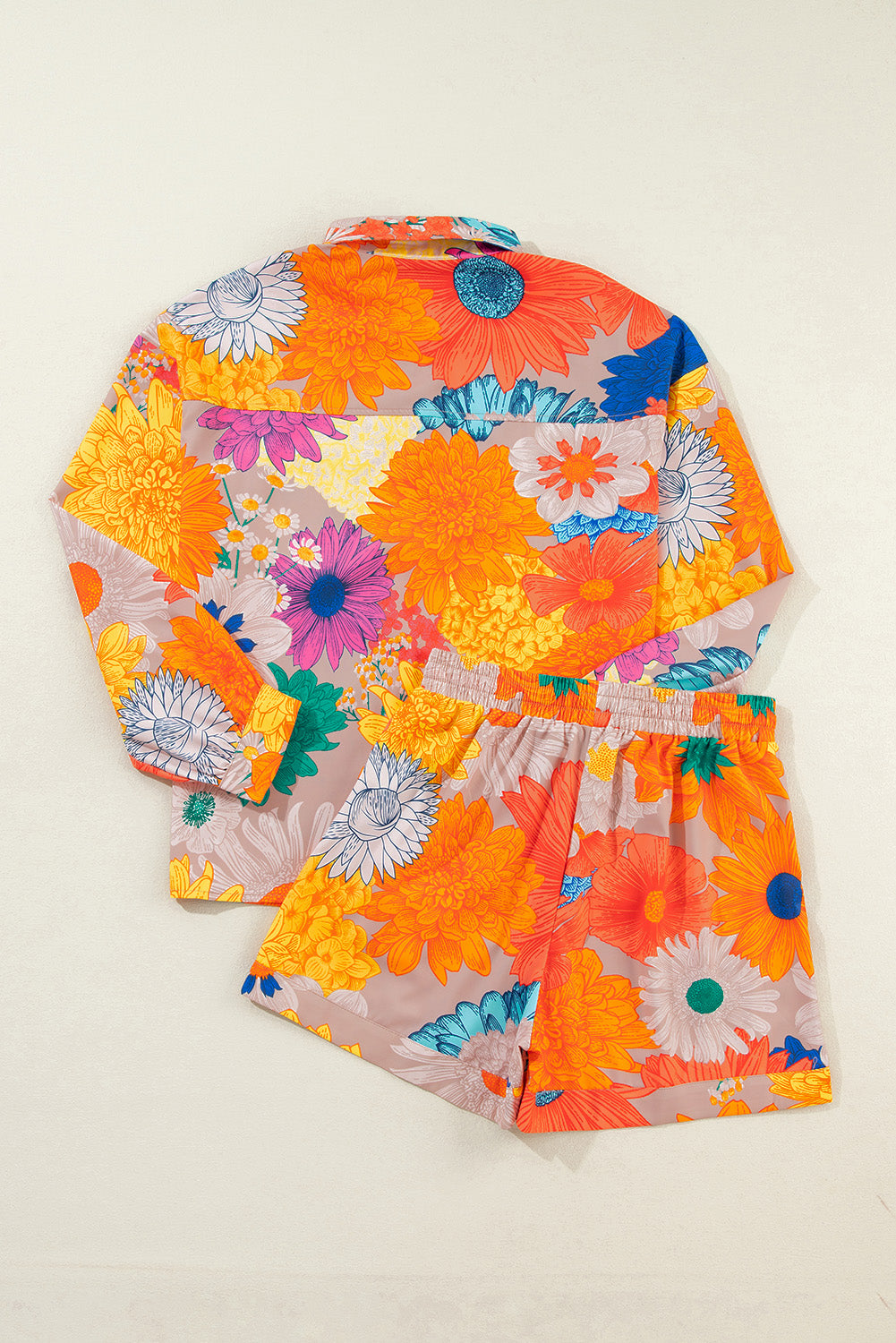Women's Stylish Button Up Long Sleeve Shirt & Matching Shorts Set - Casual Summer Outfit for Beach, Vacation, and Everyday Wear