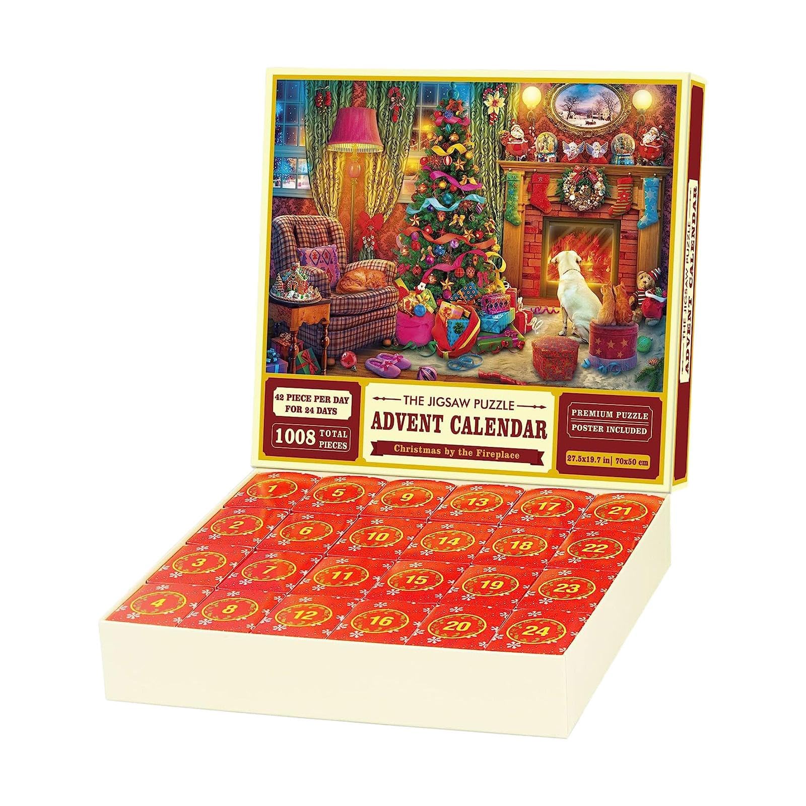 MYADDICTION Christmas Puzzle Advent Calendar - 24 Days Holiday Jigsaw Puzzle Set for Kids & Family - Fun Christmas Countdown Activity for Home Decor & Family Game Night