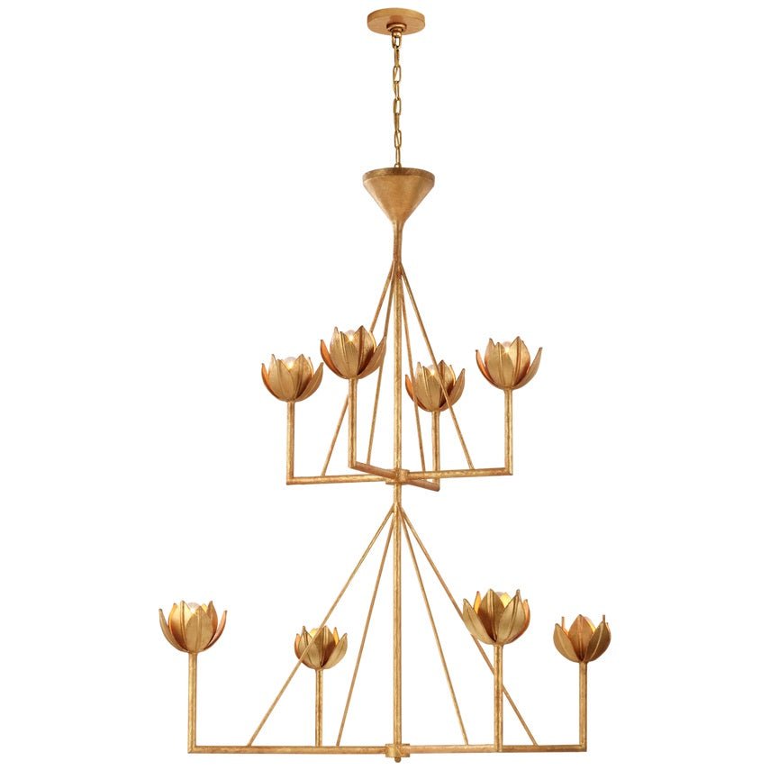 Alberto Lotus Bloom Chandelier - Elegant Floral Crystal Ceiling Light Fixture for Dining Room, Bedroom & Living Room Decor