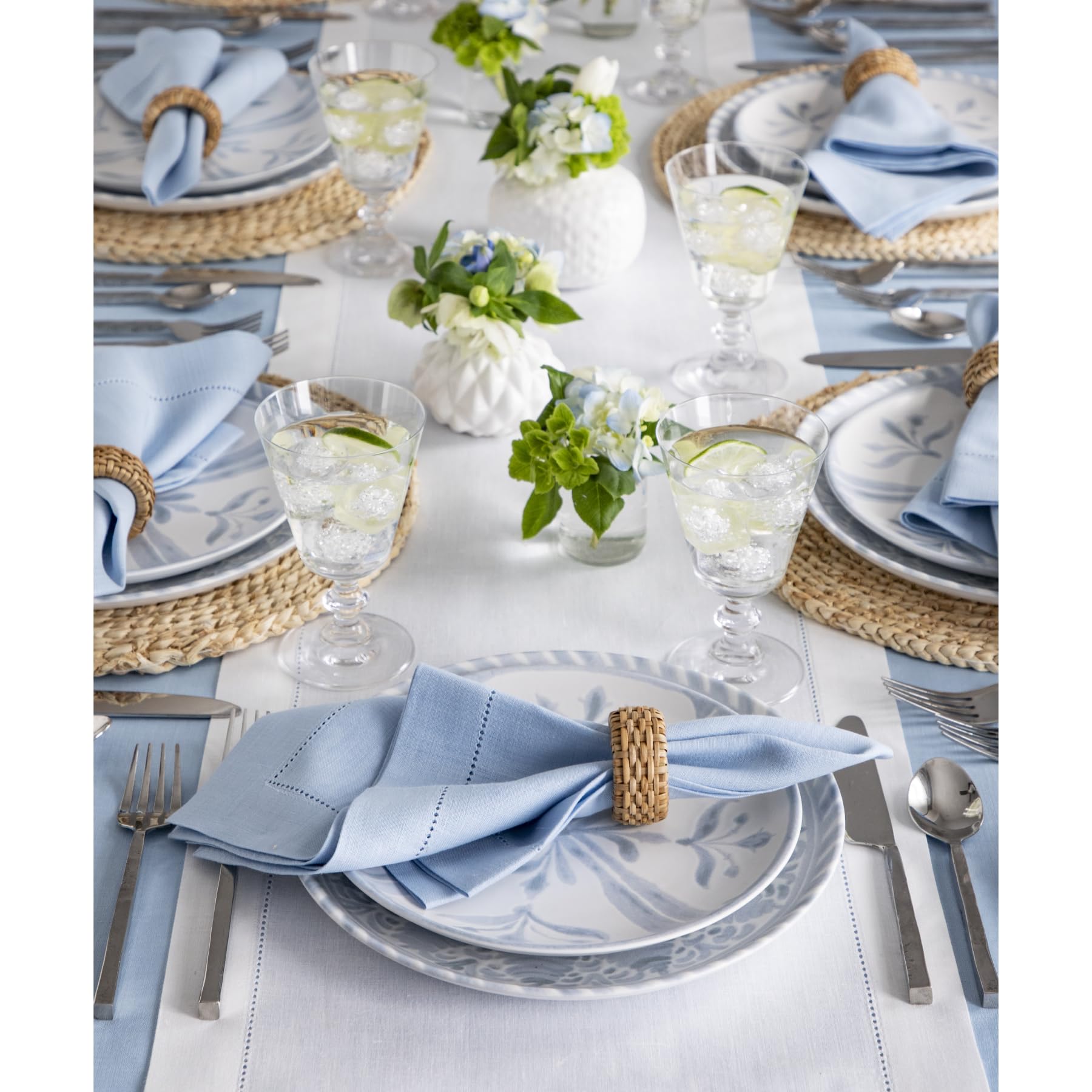 Solino Home 100% Pure Linen Table Runner - 16 x 90 Inch Classic Hemstitch White Dining Table Cloth for Wedding, Party & Holiday Decor | Perfect for Spring, Easter, Mother's Day & Everyday Elegance