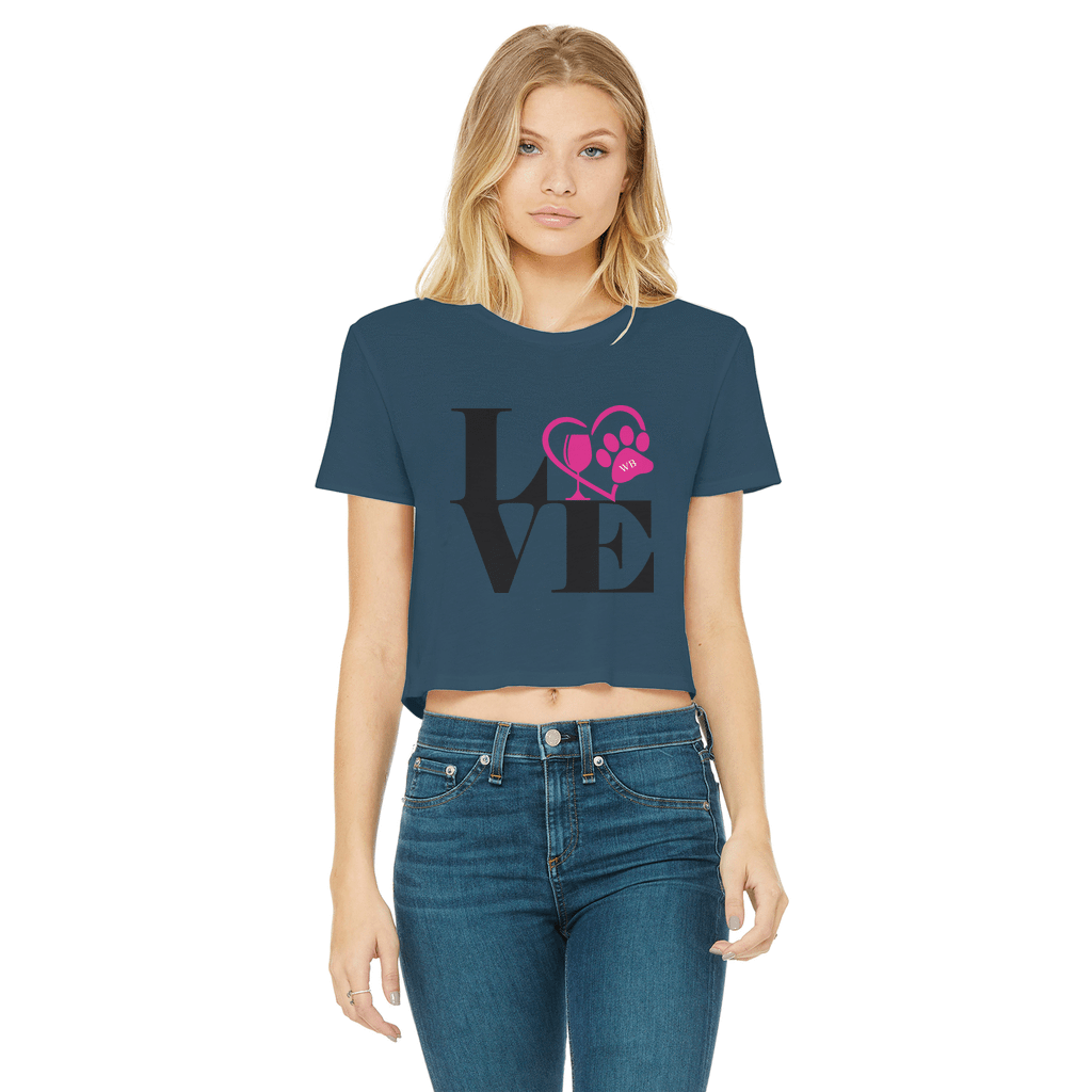 Love Paw 2 Classic Women's Cropped Raw Edge T-Shirt | Vintage-Inspired Graphic Tee for Casual Outfits & Date Nights | WineyBitches.Co