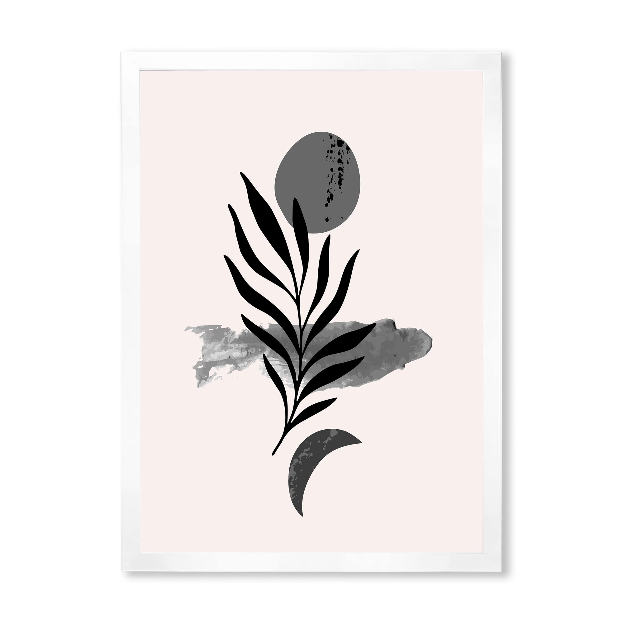 DesignQ Abstract Tropical Leaf II Modern Framed Wall Art - Contemporary Home Decor for Living Room, Bedroom & Office
