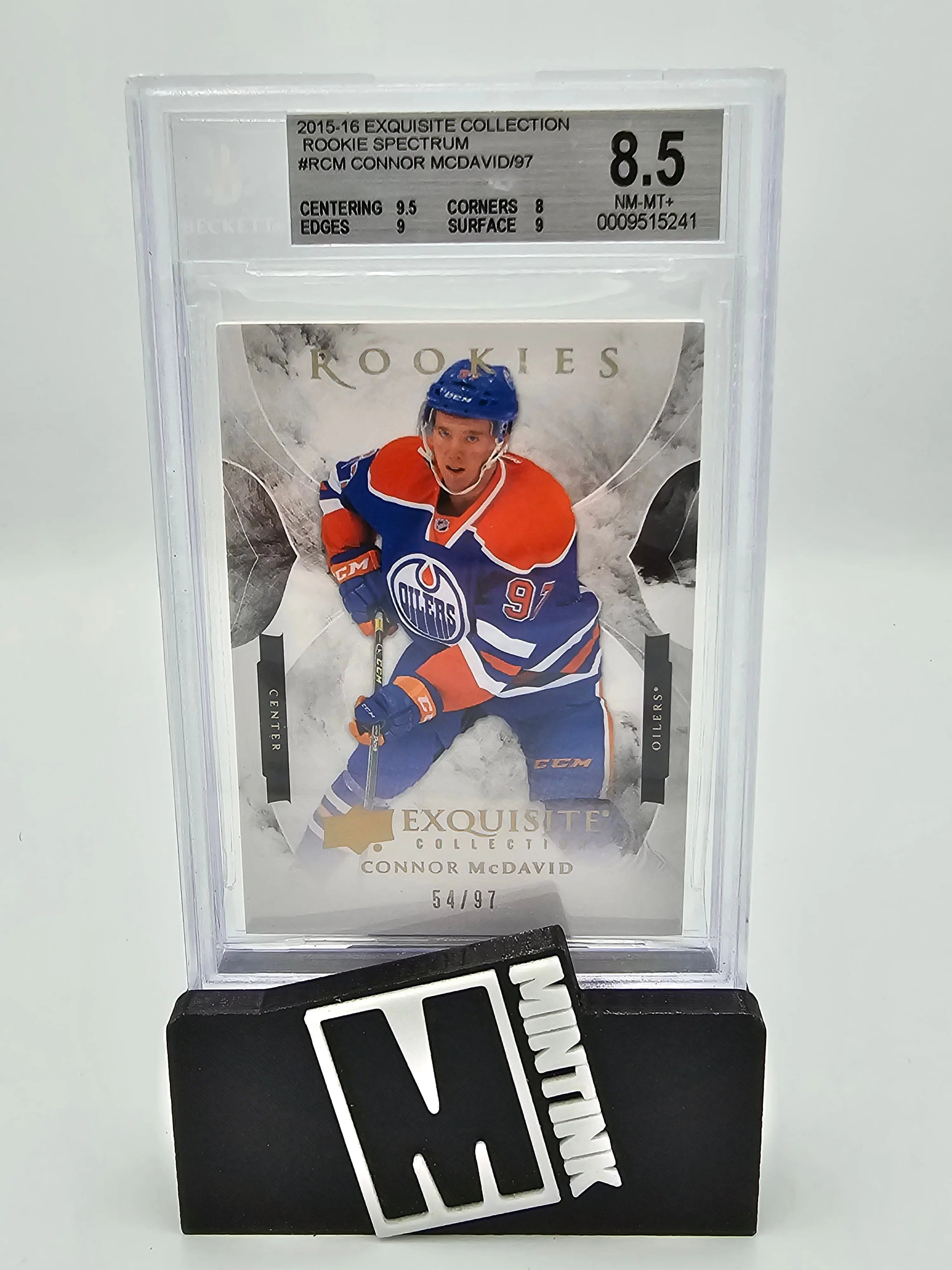 2015-16 Upper Deck Exquisite Collection BGS 8 Connor McDavid Rookie Spectrum #54/97 RC - Perfect for Hockey Card Collectors & Sports Memorabilia Displays