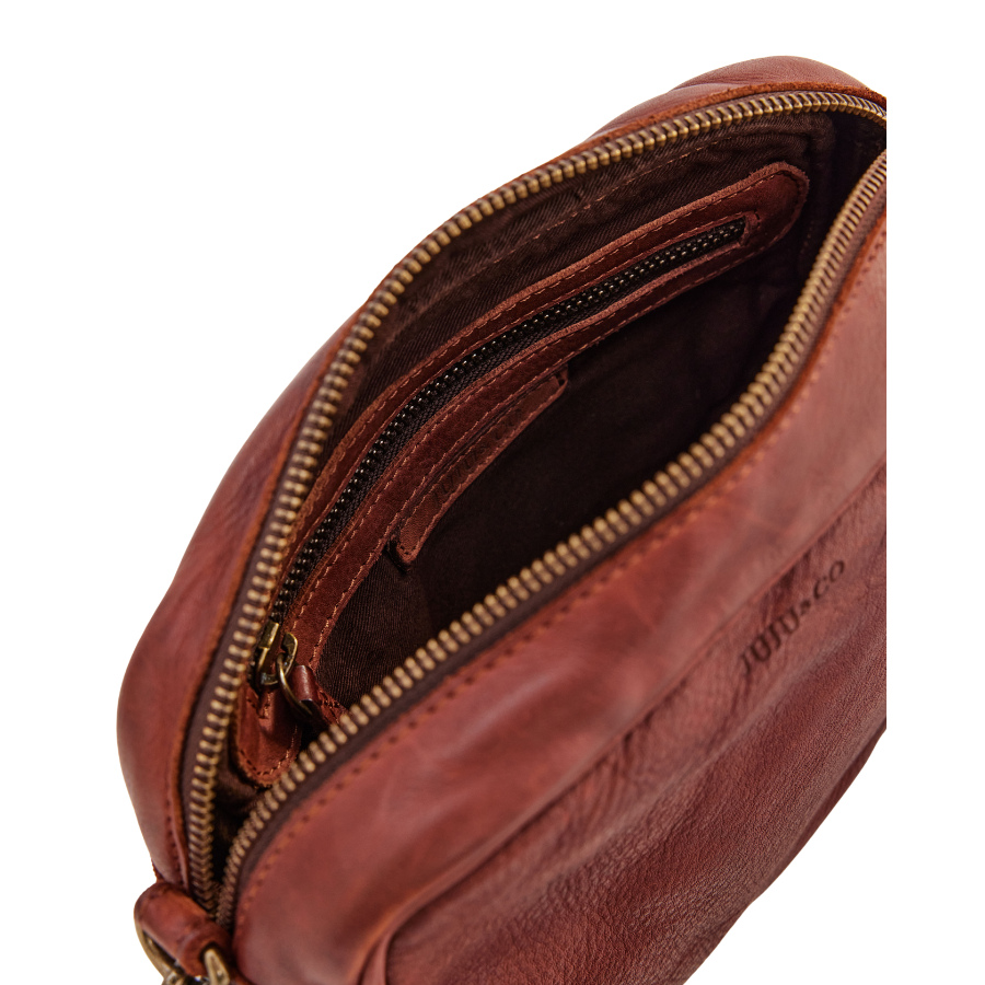 Premium Cognac Leather Camera Crossbody Bag - Stylish & Durable for Travel, Photography & Everyday Use