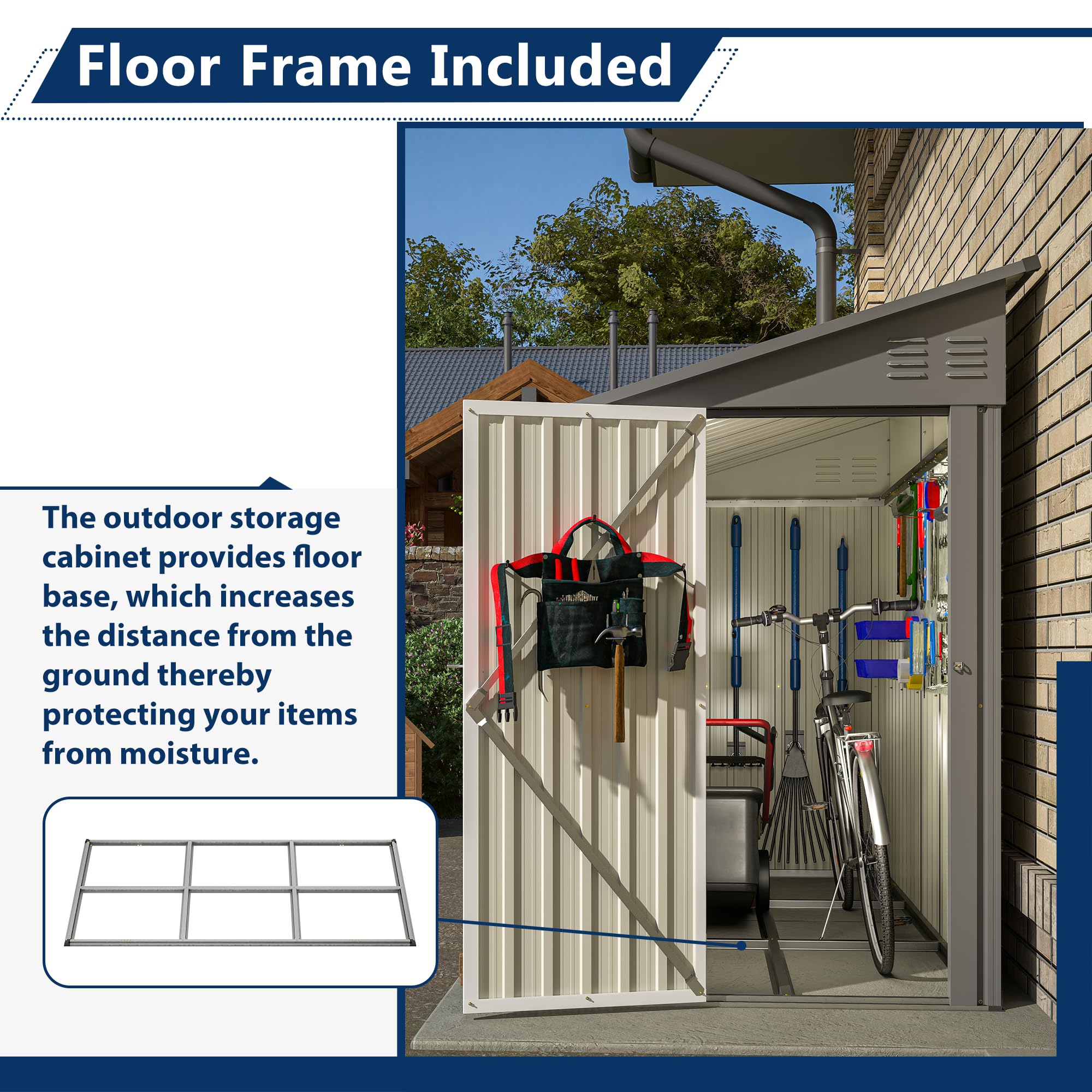 4' x 8' Lean-to Metal Storage Shed - Outdoor Garden Shed for Backyard, Patio & Yard Organization | Grey Weather-Resistant Utility Shed for Tools, Lawn Equipment & Seasonal Storage