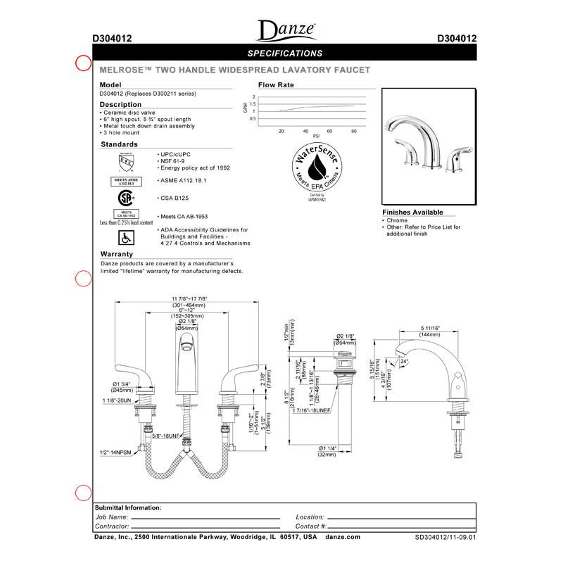 Danze Melrose Brushed Nickel High Arch Widespread Bathroom Sink Faucet - Elegant Modern Design for Vanity, Powder Room & Guest Bathroom Sink Installation