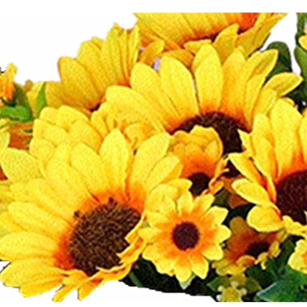 Artificial Sunflower Hanging Basket - Silk Flower Decor for Living Room & Home Office - Small Decorative Hanging Planter with Fake Flowers - Perfect for Wall Decor, Wedding Centerpieces & Indoor Greenery
