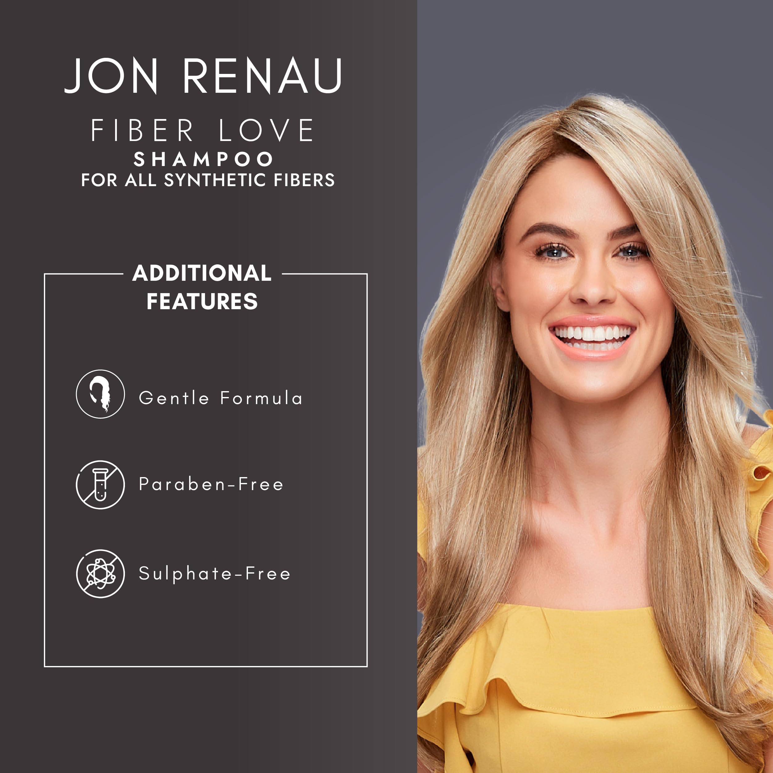 Jon Renau Synthetic Fiber Wig Shampoo - 2.5oz Travel Size for Human Hair Wigs & Extensions | Gentle Cleansing for Daily Use & On-The-Go Care