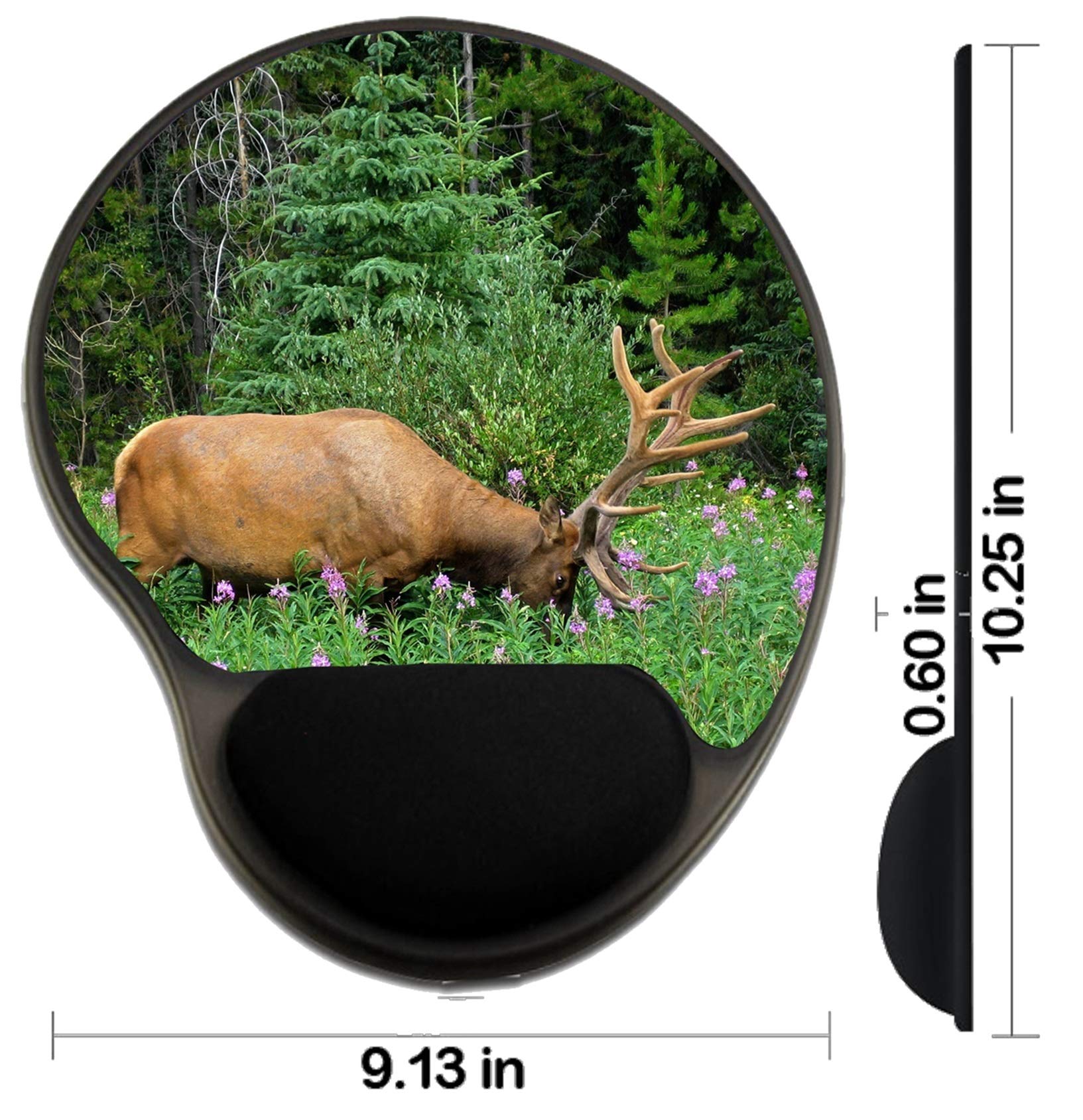 MSD Ergonomic Mouse Pad with Wrist Support - Comfortable Gaming & Office Mouse Mat Featuring Wildlife Deer & Elk Forest Design - Perfect for Computer Work, Gaming, and Long Hours Typing
