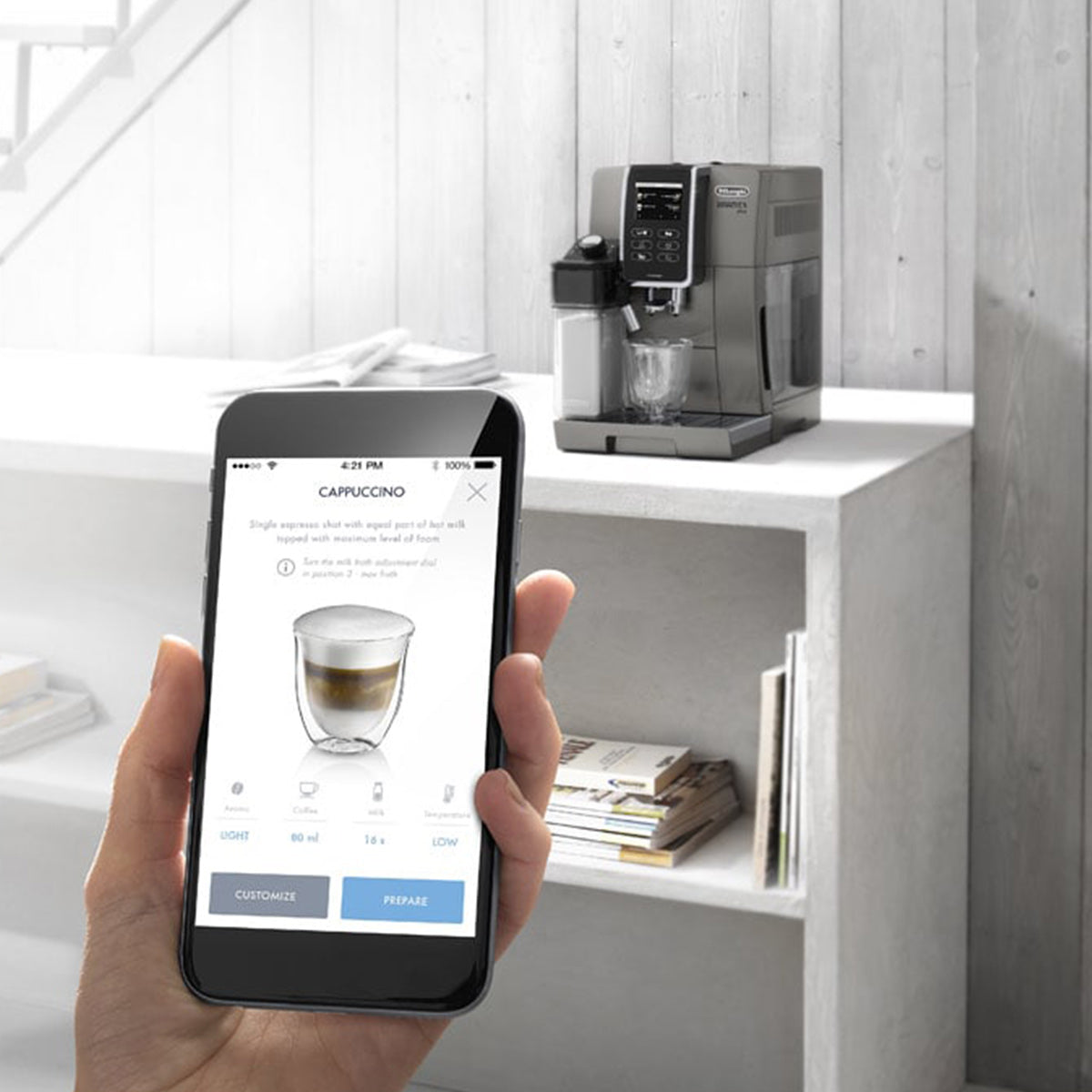 DeLonghi Dinamica Plus Titanium Connected Automatic Espresso Machine with Milk Frother - ECAM37095T | Perfect for Home Baristas & Coffee Lovers | Brew Lattes, Cappuccinos & Espresso Drinks