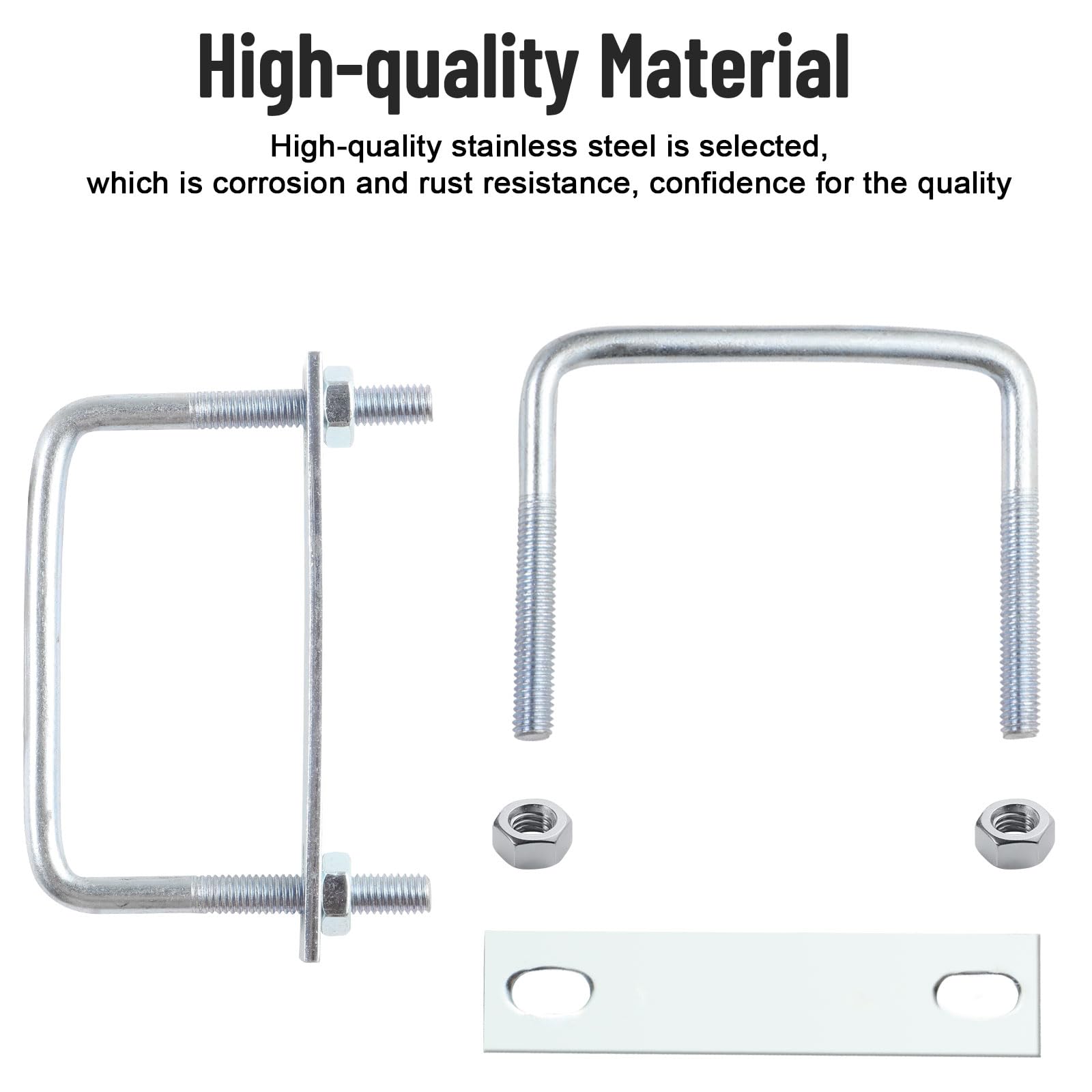 Polifish 6 Pack M8 x 82 x 75mm Zinc Plated Steel Square U-Bolts with Nuts & Washers - Heavy Duty U-Bolt Clamps for Auto, Trailer, Boat, RV, and Truck Tie Down Applications (Secure Cargo, Axles, and Suspension Systems)
