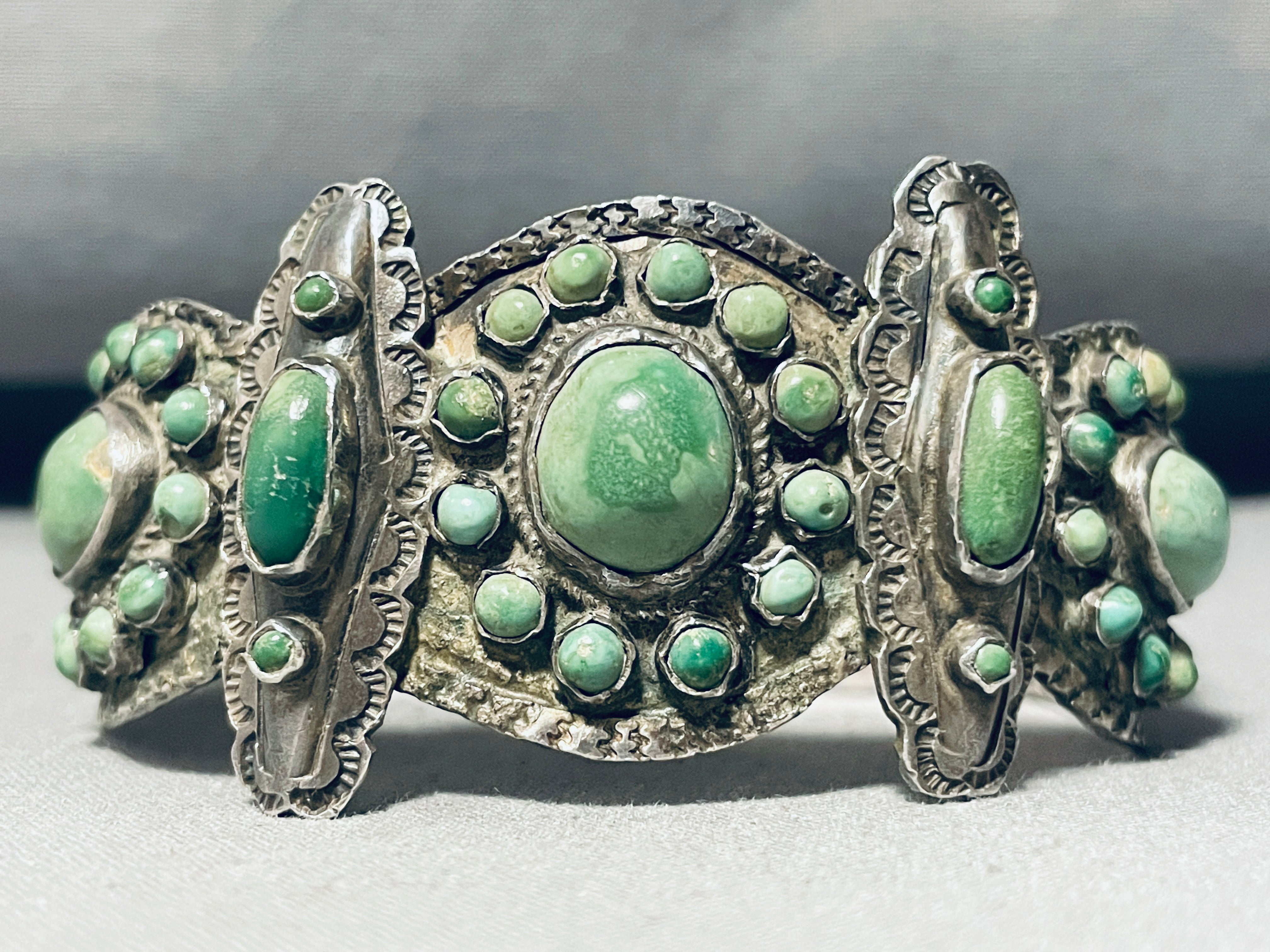 Vintage Native American Navajo Turquoise Coin Silver Bracelet - Authentic 1800s Handmade Jewelry for Women, Gift for Her, Boho Chic Accessory for Casual & Formal Occasions
