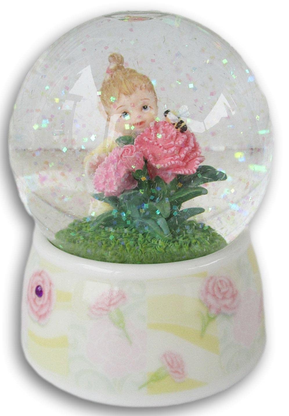 Twinkle Water Globe with Carnations & Bumblebee - 3.5