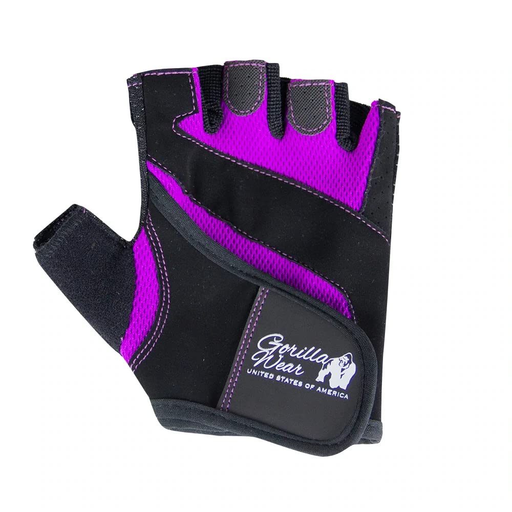 GORILLA WEAR Women's Workout Gloves for Weight Lifting & Gym Training - Breathable Anti-Slip Palm, Wrist Support - Black/Purple (Pair) | Ideal for CrossFit, Powerlifting & Home Exercise