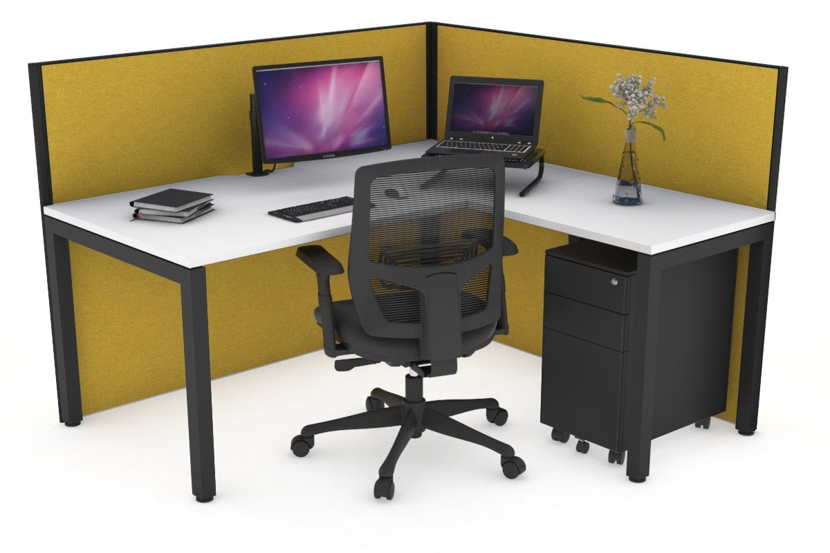 Horizon Quadro Square Legs L-Shaped Corner Office Desk - 1600L x 1800W with Cable Management | Modern Home Office & Gaming Desk for Small Spaces