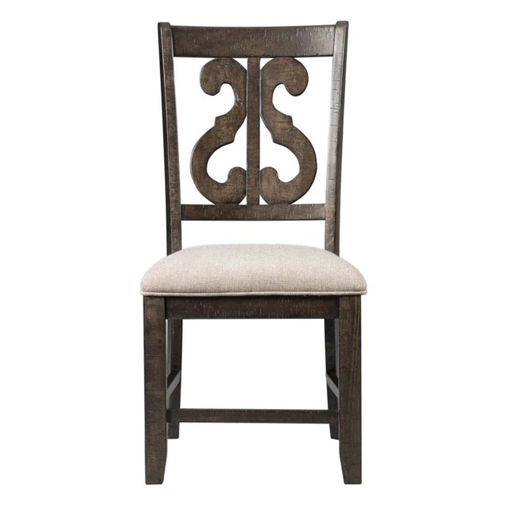 BOWERY HILL Walnut Dining Chairs Set of 2 - Taupe Upholstered Seats for Kitchen, Dining Room & Breakfast Nook - Modern Comfortable Wooden Chairs for Home Decor