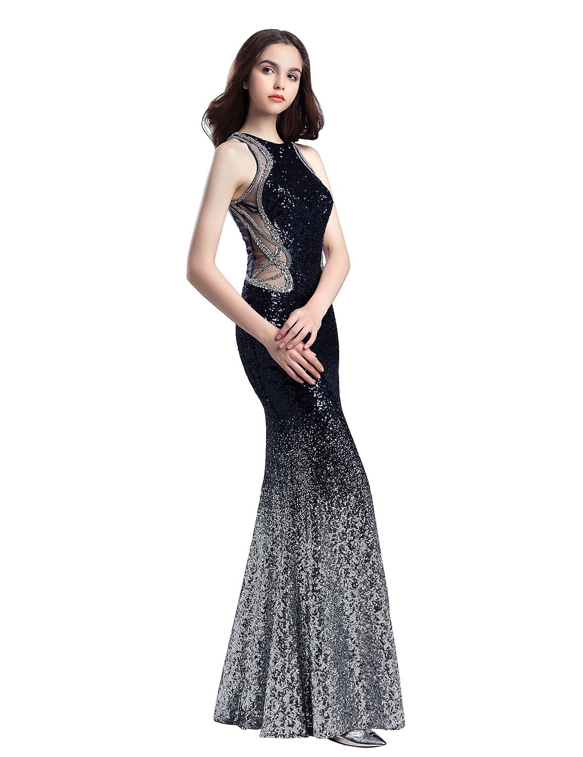 Elegant Women's Evening Dresses with Side Slit & Gradient Sequins - KS056 Mermaid Prom Gown Floor Length for Parties, Galas & Special Occasions