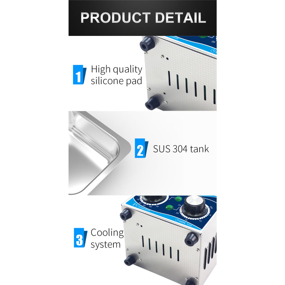 1.3L Digital Ultrasonic Cleaner for Jewelry, Glasses & Small Parts - Professional Ultrasonic Cleaning Machine with Degas Function for Home & Commercial Use