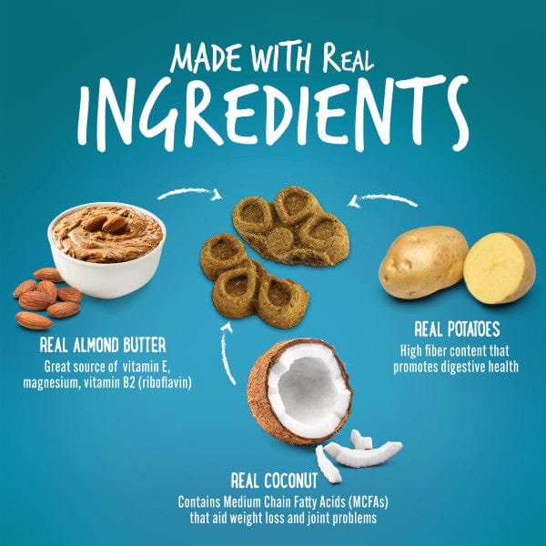 Fruitables Biggies Almond Butter & Coconut Dog Treats - Healthy Natural Snacks for Large Dogs - Perfect for Training, Rewards & Dental Care