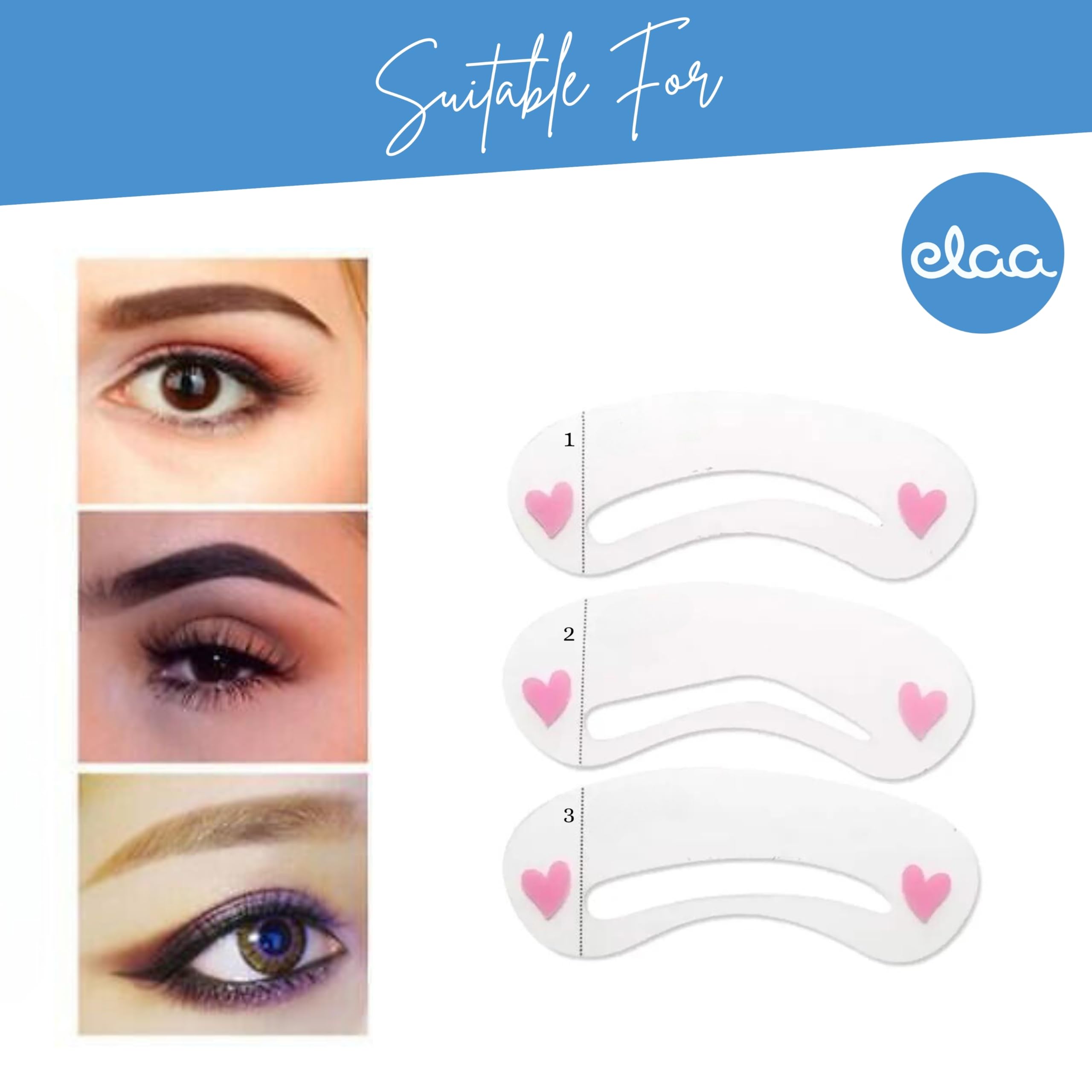 Eyebrow Stencil Kit - Reusable Eyebrow Grooming & Shaping Templates with 3 Different Shapes | Perfect for Eyebrow Makeup, Microblading Practice & Beauty Salon Use