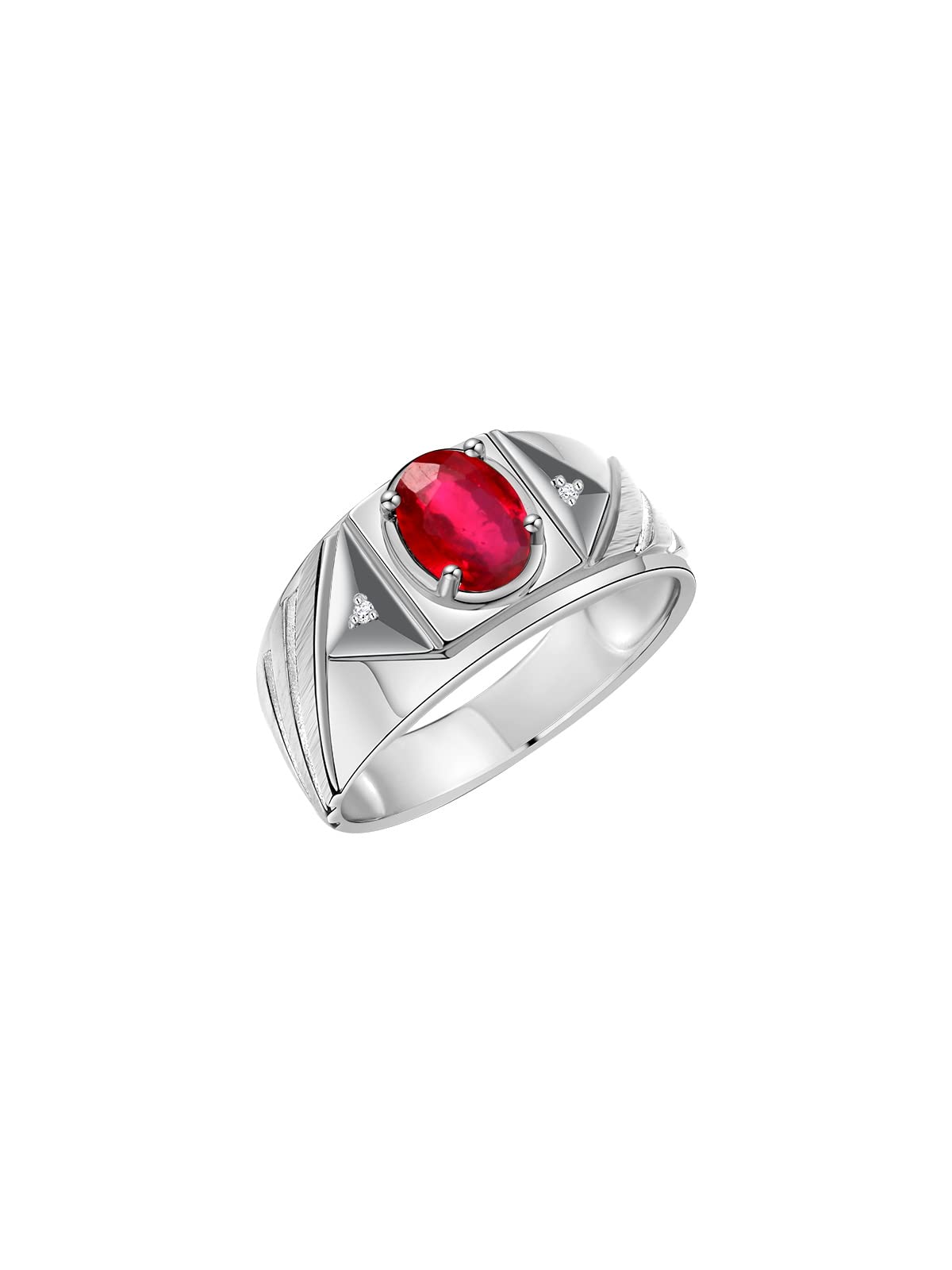 Rylos Men's Sterling Silver Designer Rings - 8x6MM Oval Gemstone & Diamond Accents - Classic Birthstone Rings for Men (Sizes 8-13) | Perfect for Weddings, Anniversaries & Gifts