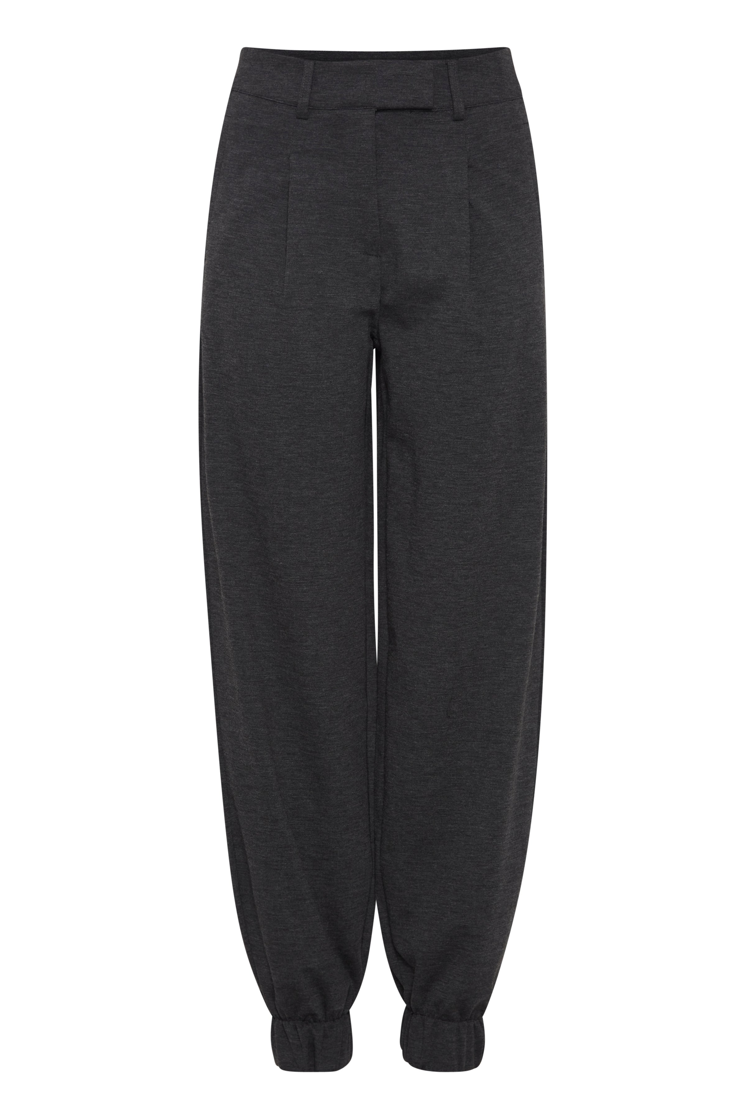 MONSE Women's High-Waisted Trousers - Dark Grey Melange Slim Fit Office Pants for Business Casual & Professional Workwear