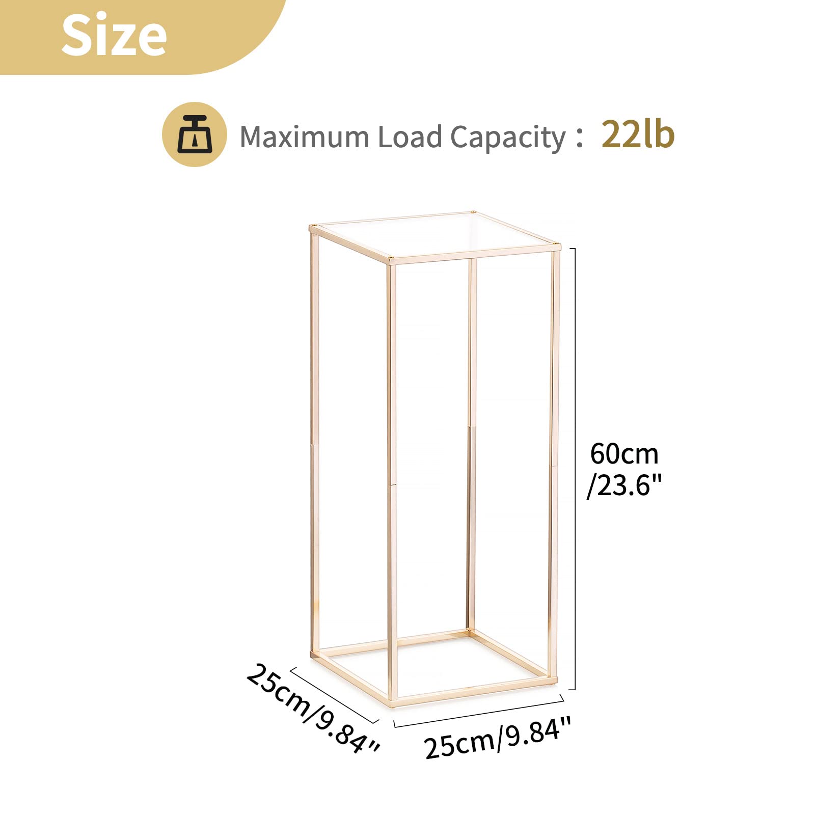 NUPTIO 10-Pack 23⅝ Inch Tall Gold Metal Vase Column Stands with Acrylic Panels - Elegant Wedding Centerpieces, Flower Stands for Table Decorations - Perfect for Weddings, Parties, Banquets & Special Events