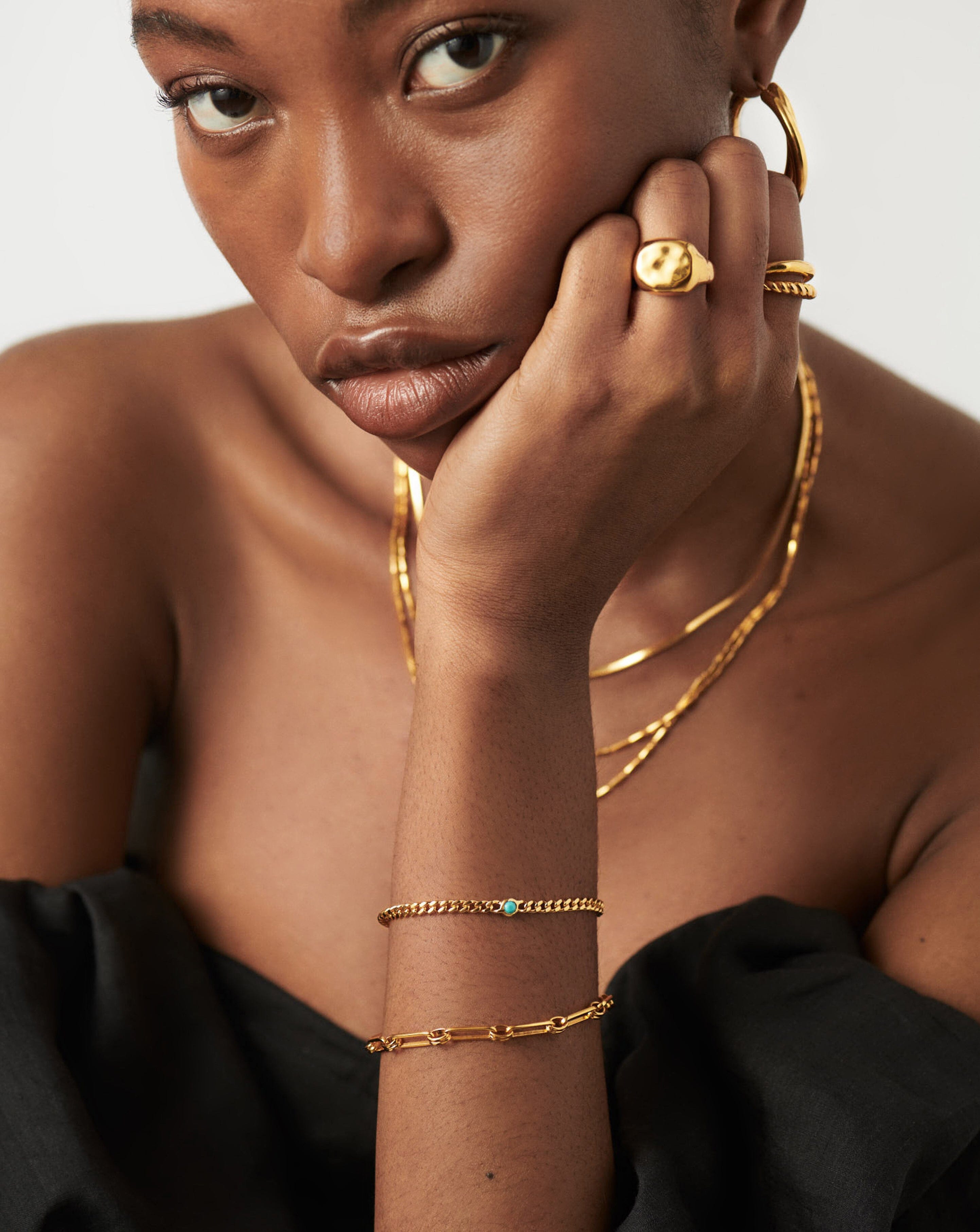 December Birthstone Chain Bracelet - 18k Gold Plated Vermeil with Genuine Turquoise | Elegant Jewelry Gift for Women | Perfect for Holidays, Anniversaries & Special Occasions