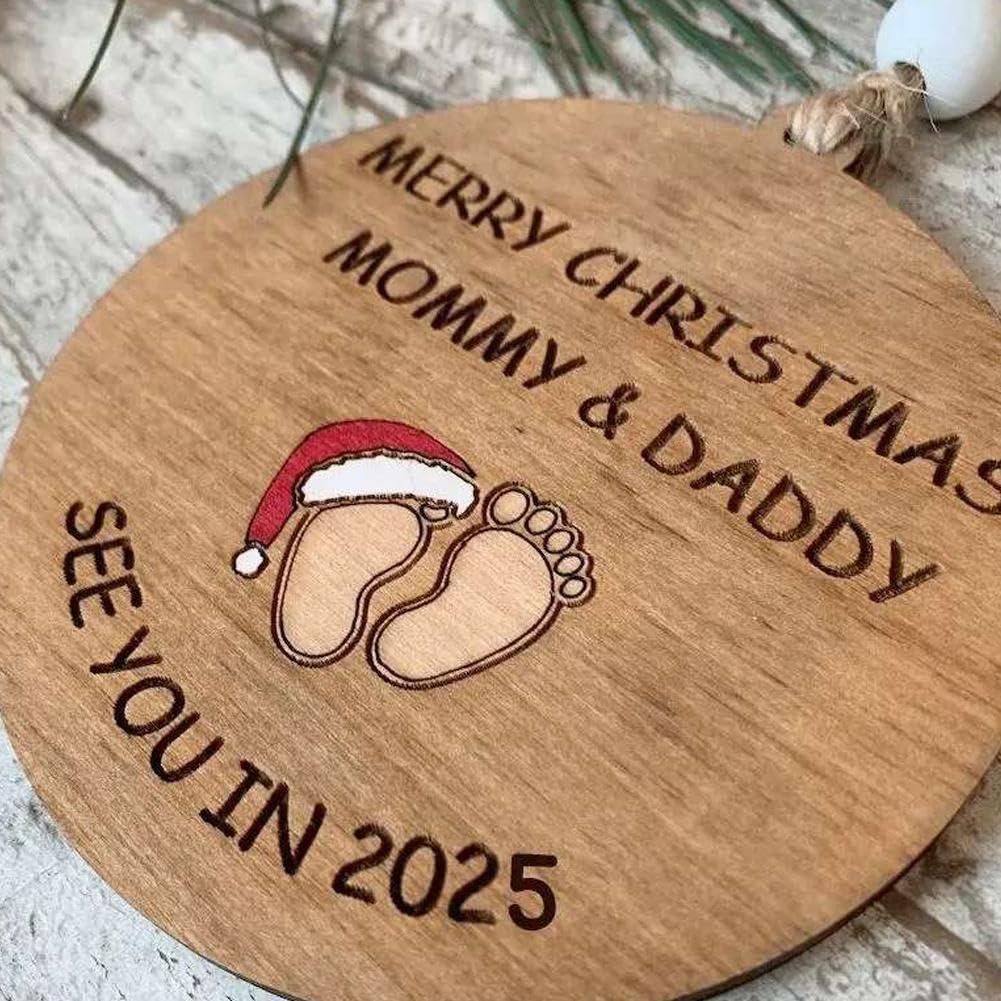 Baby's First Christmas Ornament 2025 - Personalized Pregnancy Announcement Keepsake for New Parents | Christmas Tree Decoration for Baby Shower, Gender Reveal & Holiday Celebrations