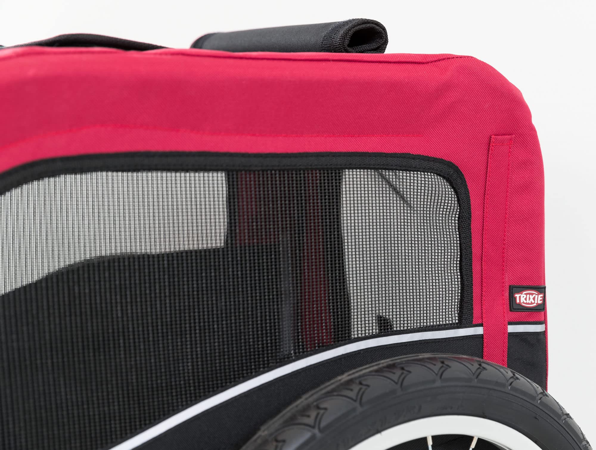 TRIXIE Dog Bike Trailer for Small Dogs up to 33 lbs - Quick Setup & Foldable Pet Carrier for Bicycles - Red - Perfect for Cycling Adventures & Outdoor Travel with Your Pet