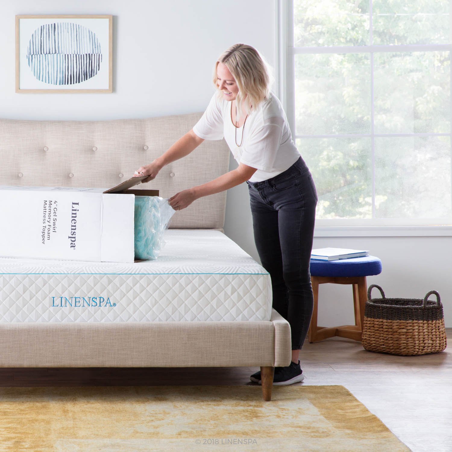 LINENSPA 4 Inch Gel Swirl Memory Foam Mattress Topper – Cooling Gel Infused for Pressure Relief – CertiPUR-US Certified – Twin Size – Perfect for Hot Sleepers & Back Pain Relief