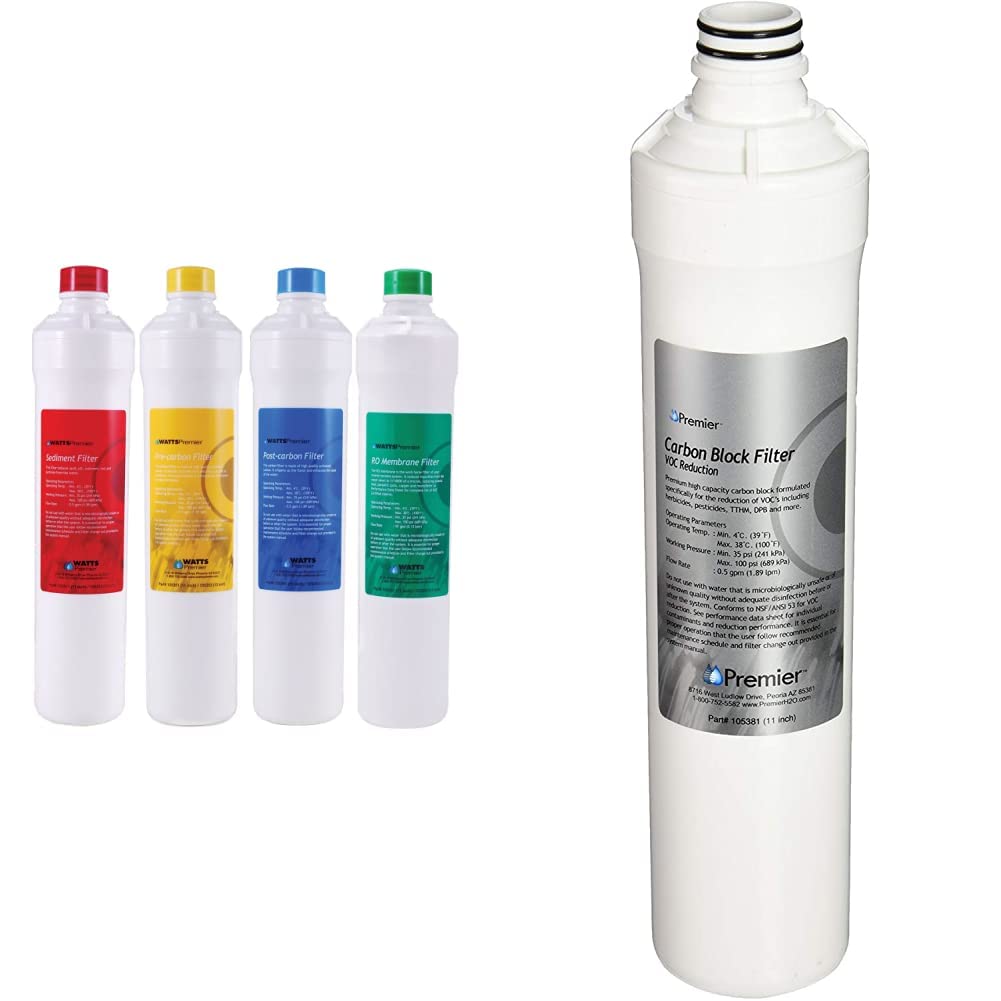Watts Premier WP531152 RO Pure Reverse Osmosis Water Filter Replacement Kit - 4 Stage Filtration System with VOC Filter (Pack of 1) | For Clean Drinking Water at Home, Office & RV Use