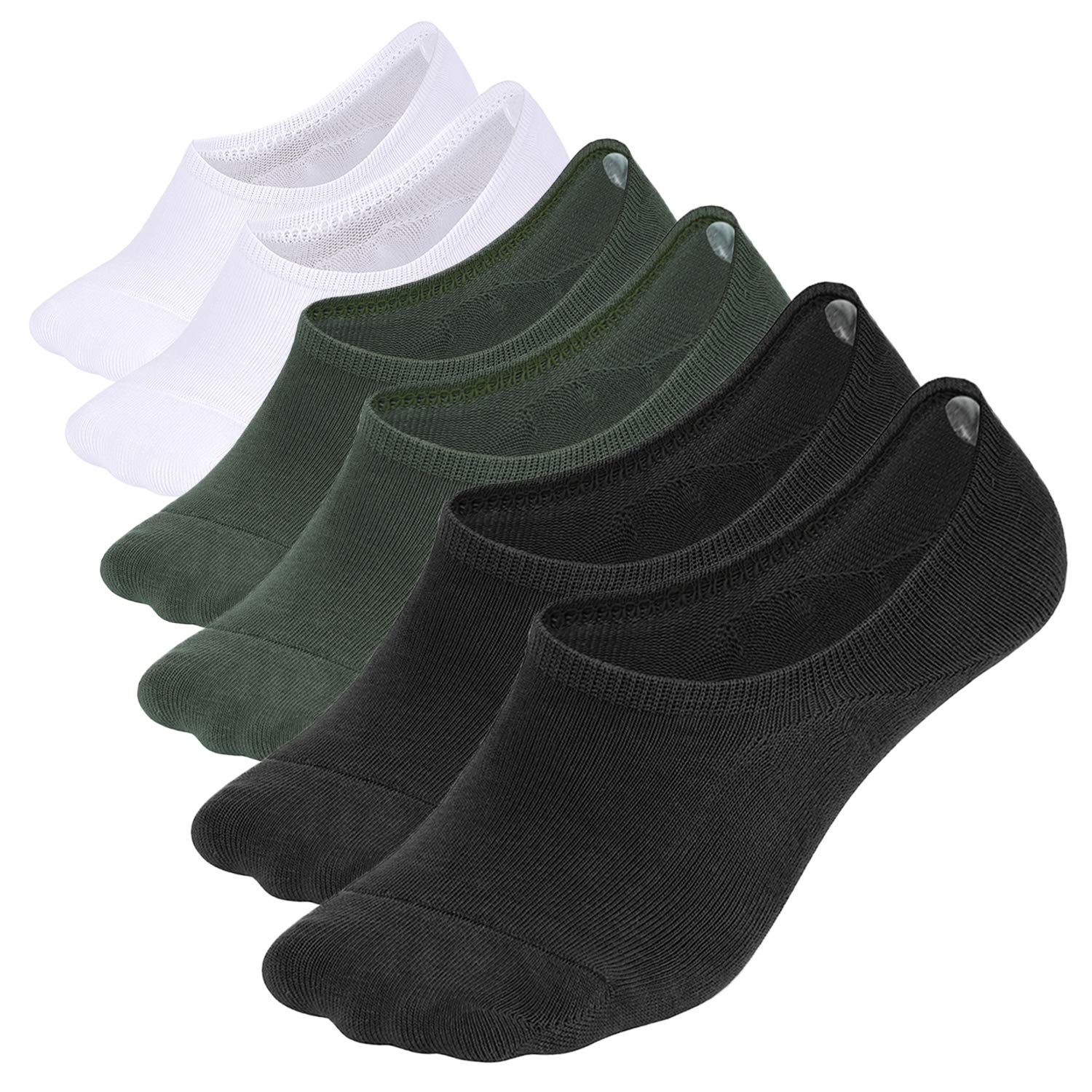 WHISPER DEER Men's No Show Socks - Invisible Low Cut Loafer & Sneaker Socks with Non-Slip Grip - Perfect for Dress Shoes, Casual Wear and Everyday Comfort