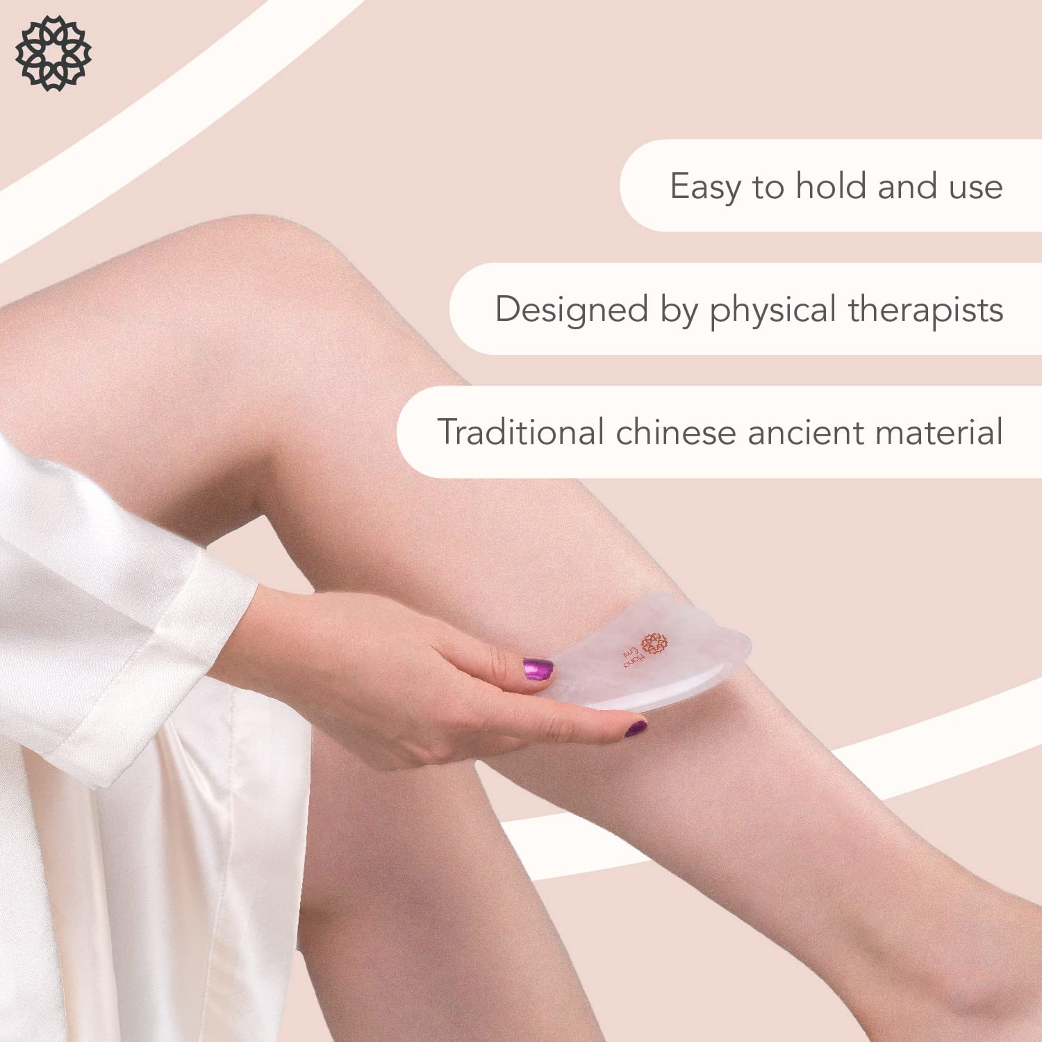 Rose Quartz Gua Sha Stone - Facial & Body Massage Tool for Skincare, Lymphatic Drainage & Relaxation - Includes Protective Case & E-Book - Perfect for Home Spa, Self-Care & Physical Therapy