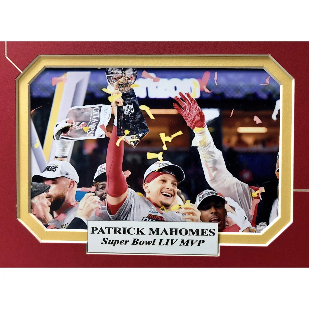 Kansas City Chiefs Super Bowl LIV Champions Authentic Confetti Framed Photo Collage with Patrick Mahomes - Perfect for Game Room, Sports Bar, or Chiefs Fan Home Decor