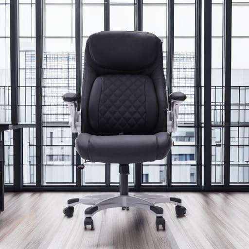 Nouhaus Posture Ergonomic PU Leather Office Chair with Click5 Lumbar Support & FlipAdjust Armrests - Modern Executive Desk Chair for Home & Office (Black) - Perfect for Long Work Hours, Gaming & Remote Work