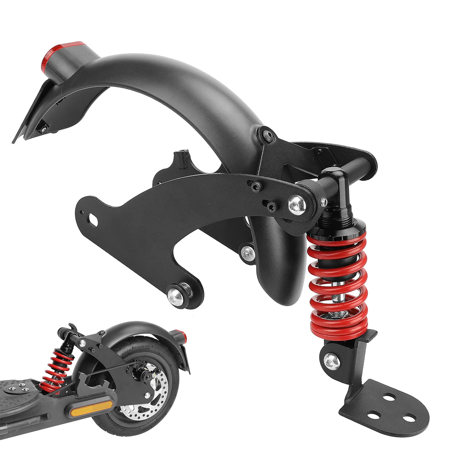 Ulip Electric Scooter Rear Suspension Kit with Shock Absorber & Fender Taillight - Compatible with Xiaomi M365 Pro/Pro2/1S/MI3/Essential/Lite - Perfect for Smooth Rides & Night Safety