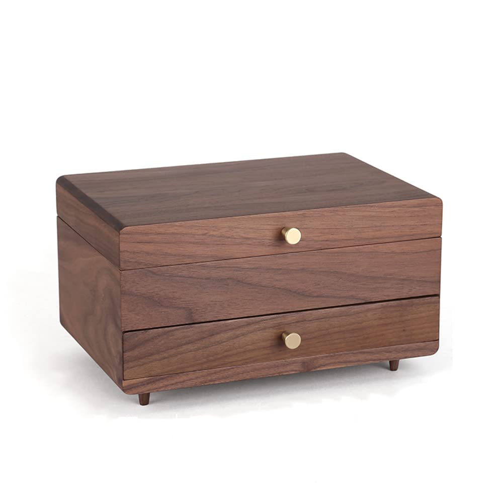 Black Walnut Wooden Jewelry Box for Women - Solid Wood Jewelry Organizer with Combo Lock for Necklaces, Rings, Watches & Accessories | Perfect for Travel, Home Storage & Gift Giving