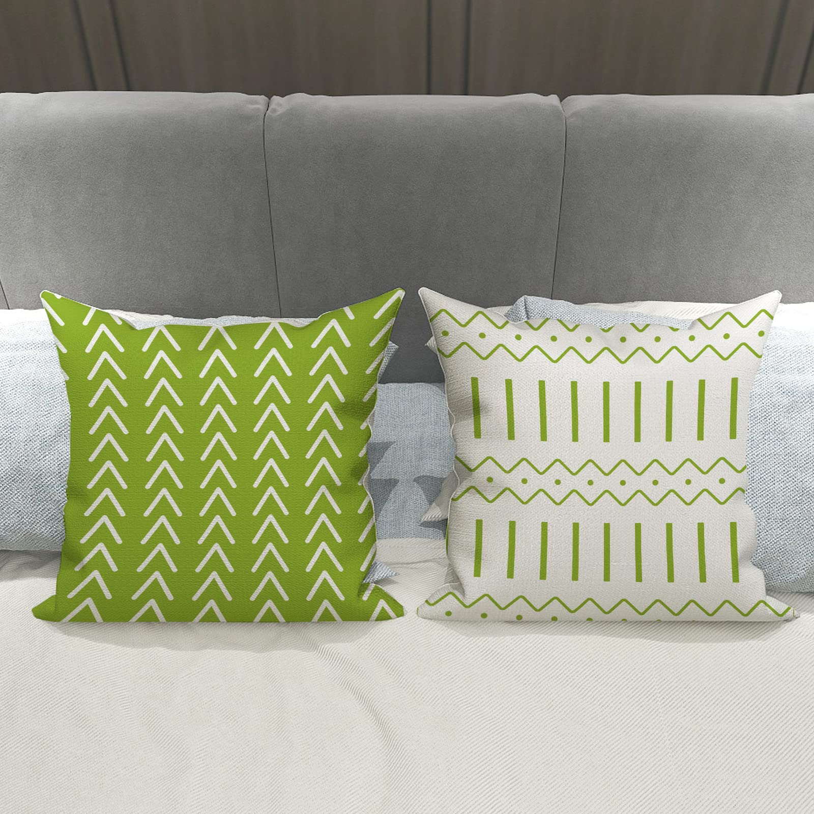 YCOLL 20x20 Inch Pillow Covers Set of 4 - Modern Linen Fabric Decorative Throw Pillow Cases for Sofa, Couch, Bed & Car - Sage Green - Perfect for Living Room, Bedroom & Outdoor Decor