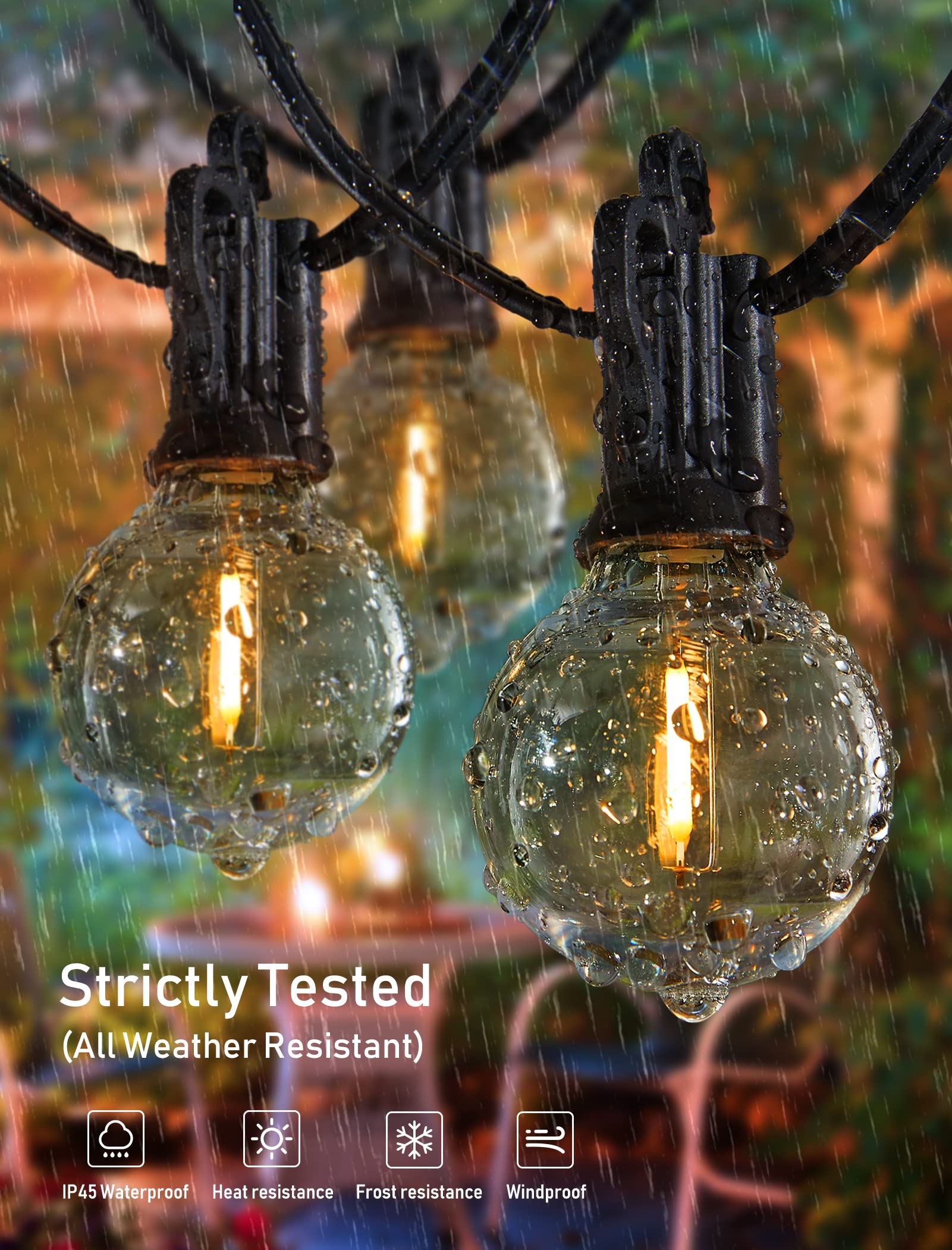 Brightown 58FT Solar String Lights Outdoor - 26 LED Shatterproof Bulbs, Remote Control, 3 Light Modes, Weatherproof & Commercial Grade - Perfect for Backyard, Patio, Garden, Wedding, Party Decor & Holiday Lighting