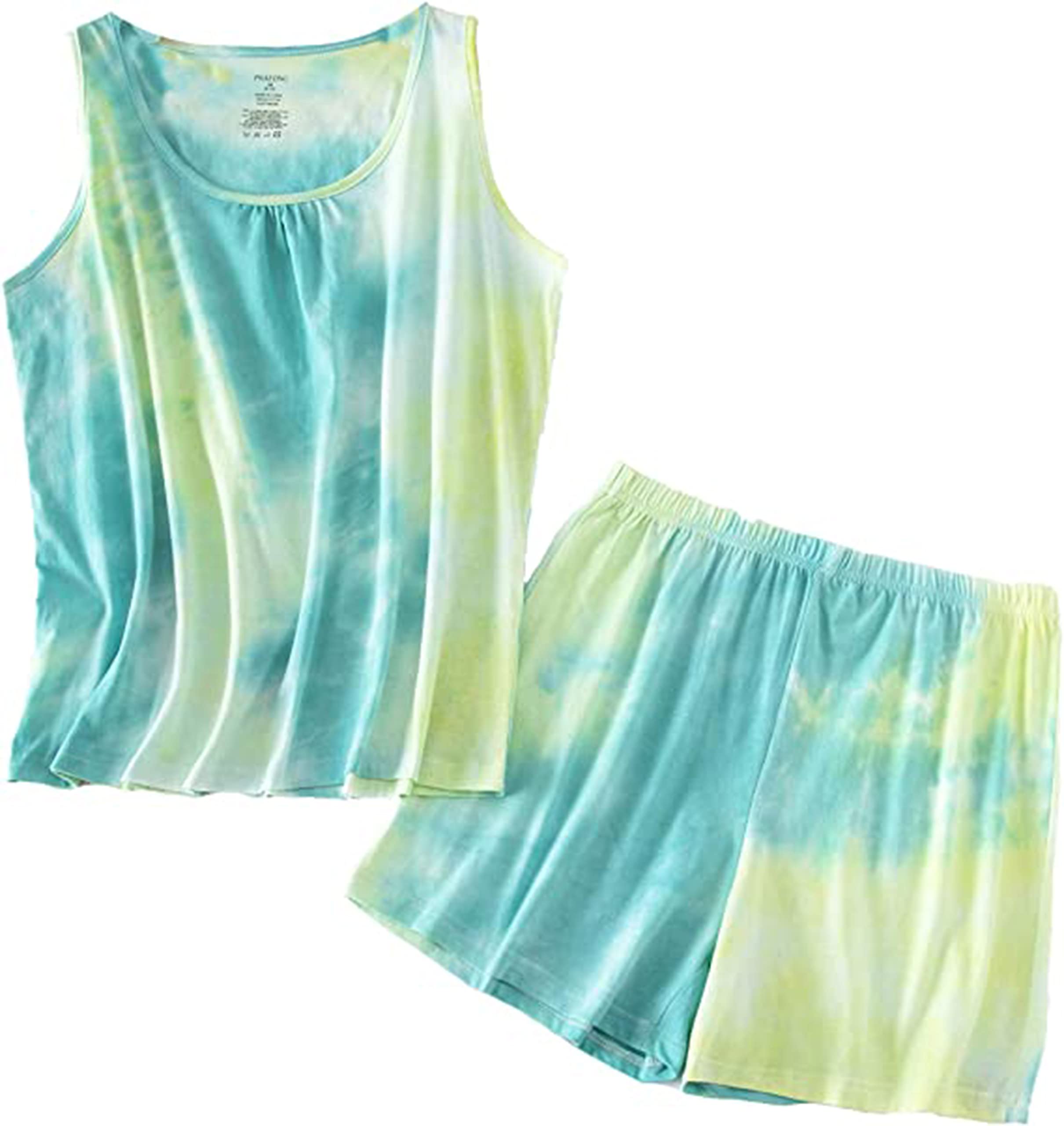 PNAEONG Women's Cotton Sleepwear Set - Soft Tank Top & Shorts Pajamas for Women, Comfortable Nightwear for Summer, Lounge & Sleep