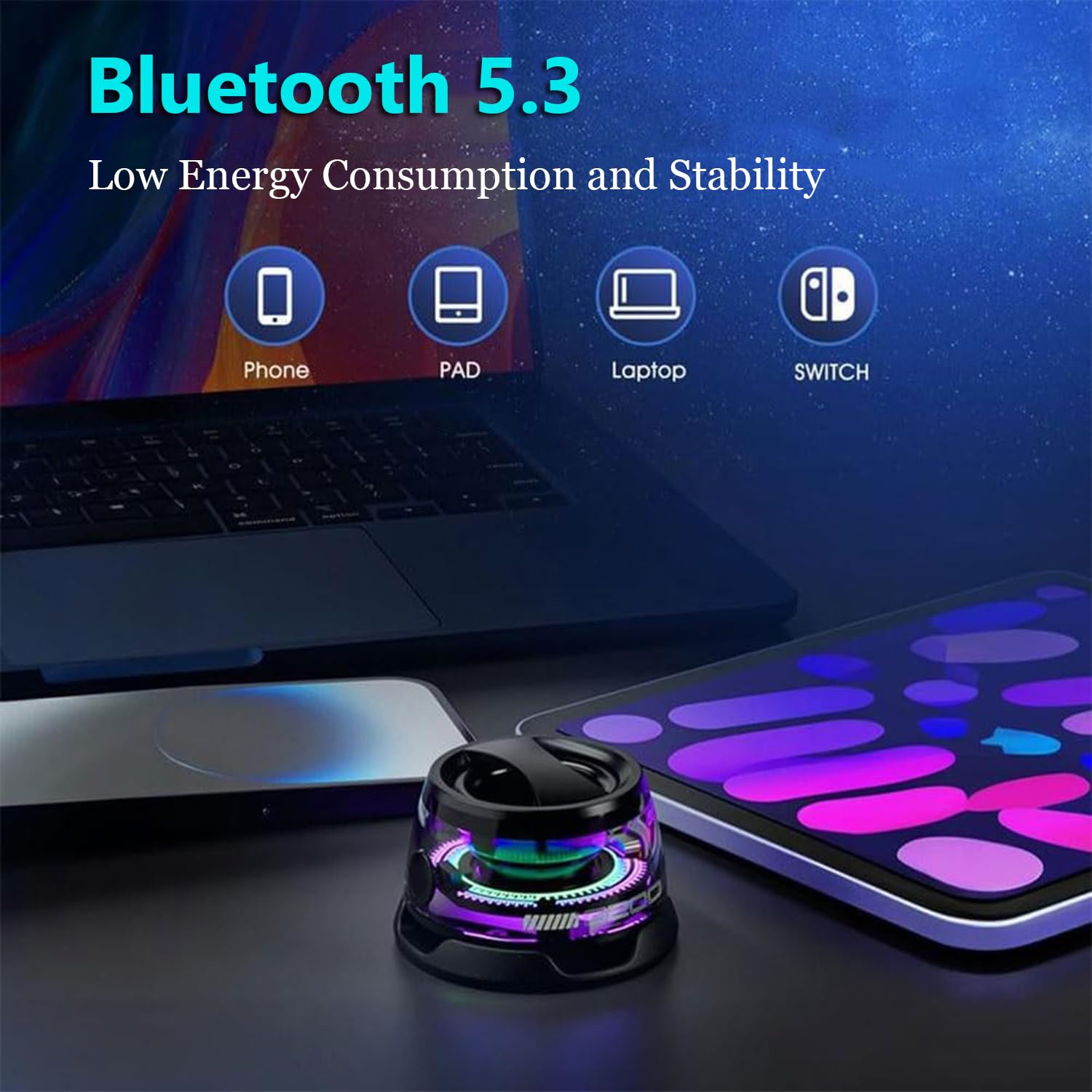 2 Pack Magnetic Bluetooth Speaker, Portable G200 Wireless Speaker with RGB LED Light Show & 3D Surround Sound - TWS Pairing, Phone Stand for iPhone & Android (Black) - Perfect for Parties, Home Decor & Outdoor Adventures