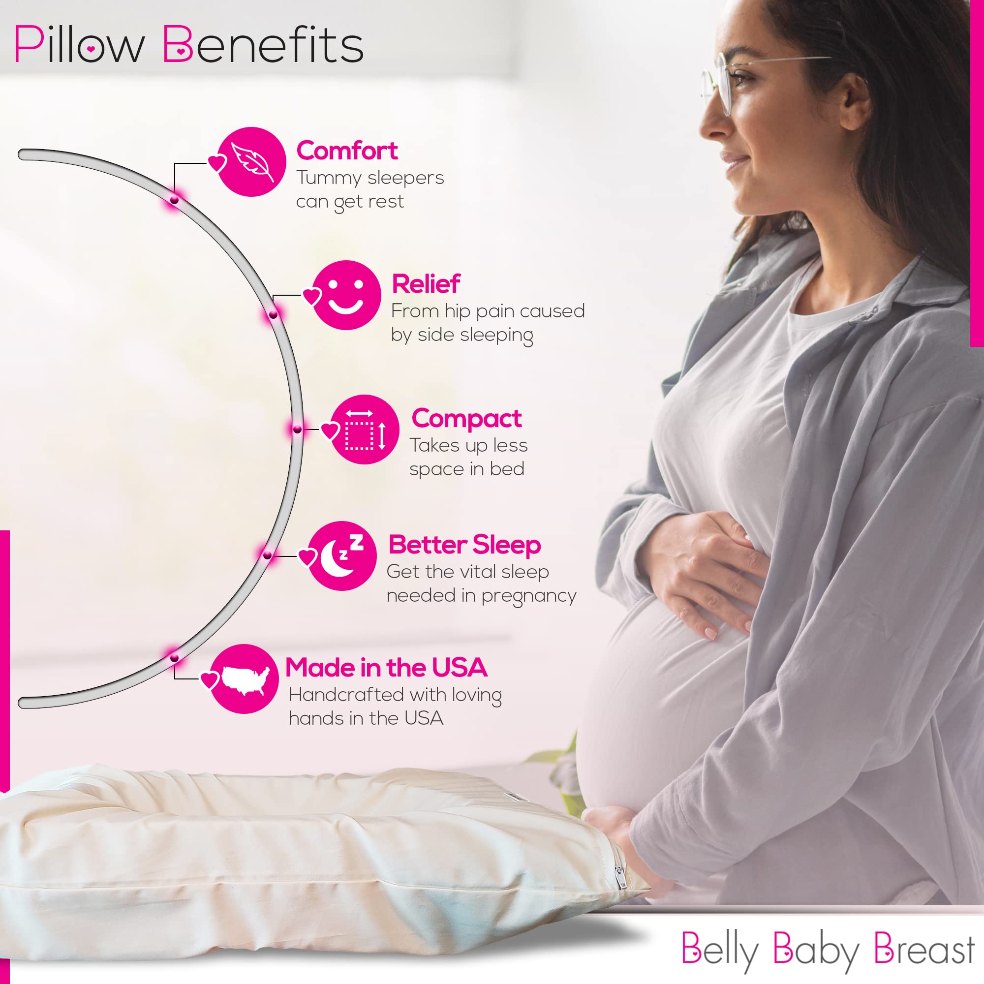 3-in-1 Pregnancy Body Pillow for Belly-Down Sleeping & Breastfeeding Support - Comfortable Maternity Pillow for Side Sleepers, Baby Cuddling & Postpartum Recovery - Perfect for Pregnancy, Nursing & New Moms