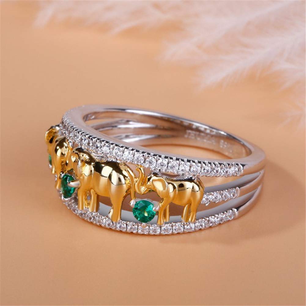 Jeulia 1.5 Carat Cubic Zirconia Elephant Ring - Sterling Silver 14K Gold Plated Wedding Band for Women & Men | Engagement, Promise & Anniversary Jewelry Gift for Elephant Lovers
